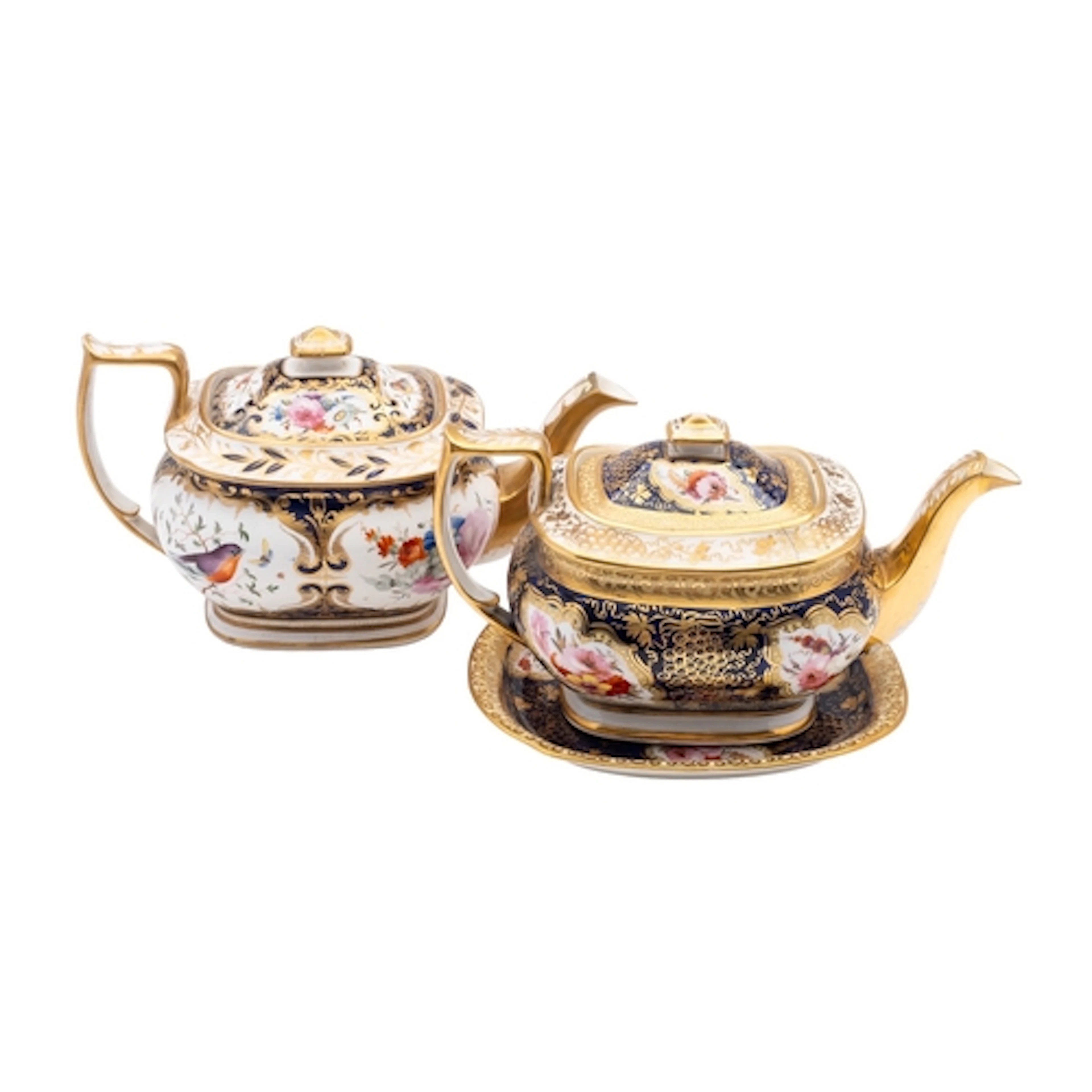 A group of four Coalport porcelain teapots, covers and one s...