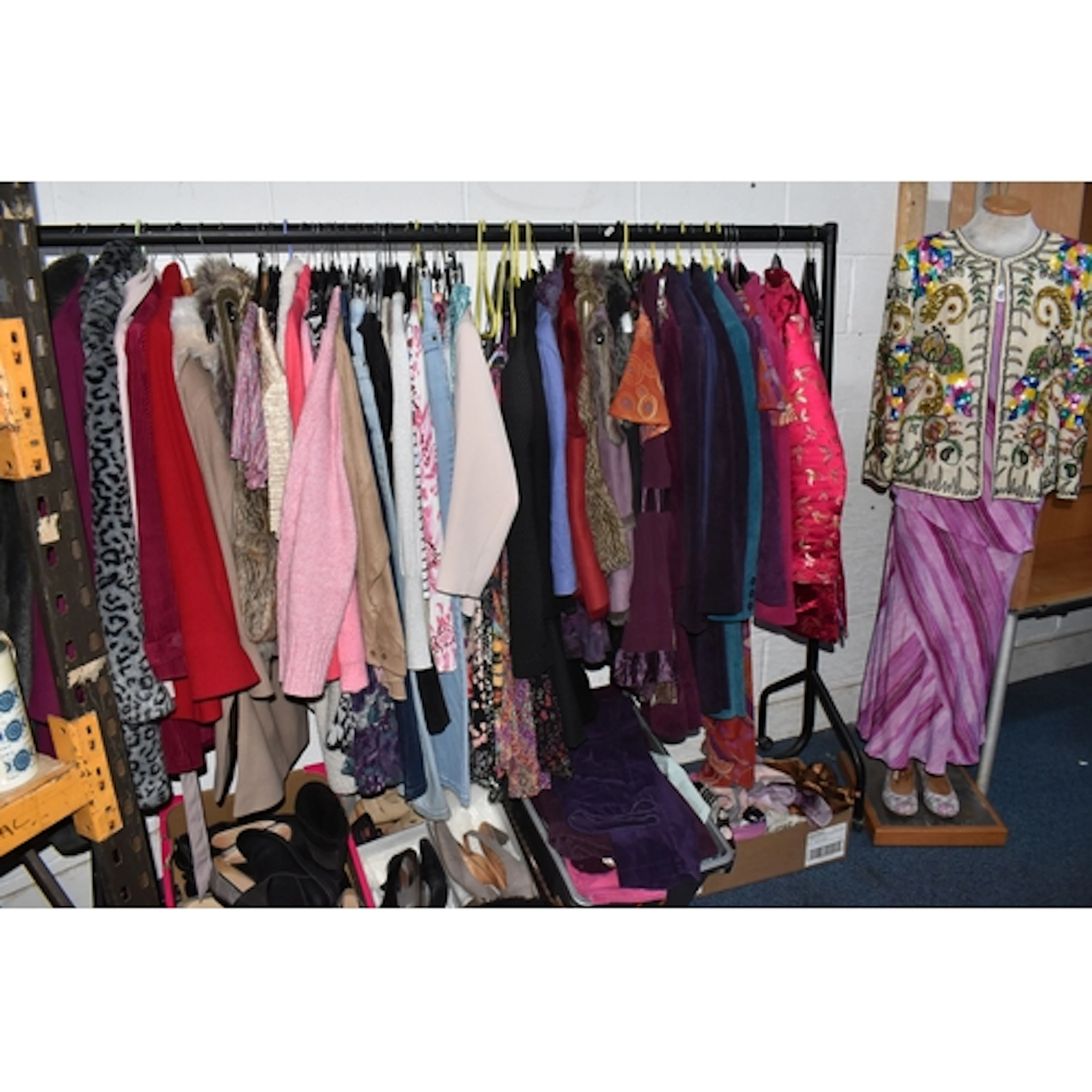 FOUR BOXES AND LOOSE VINTAGE CLOTHES AND ACCESSORIES, to inc...