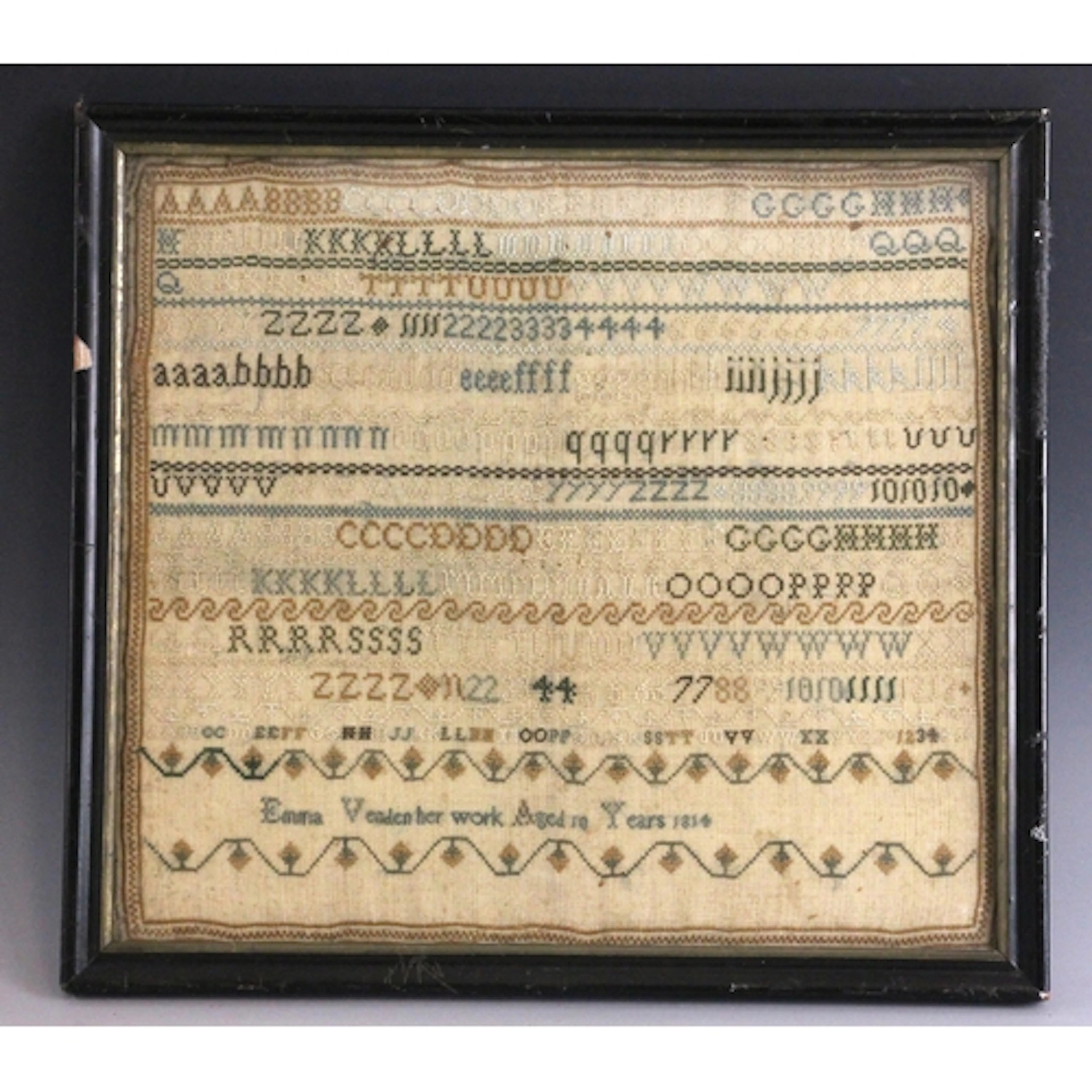 A George III needlework sampler worked by Emma Venden aged 1...