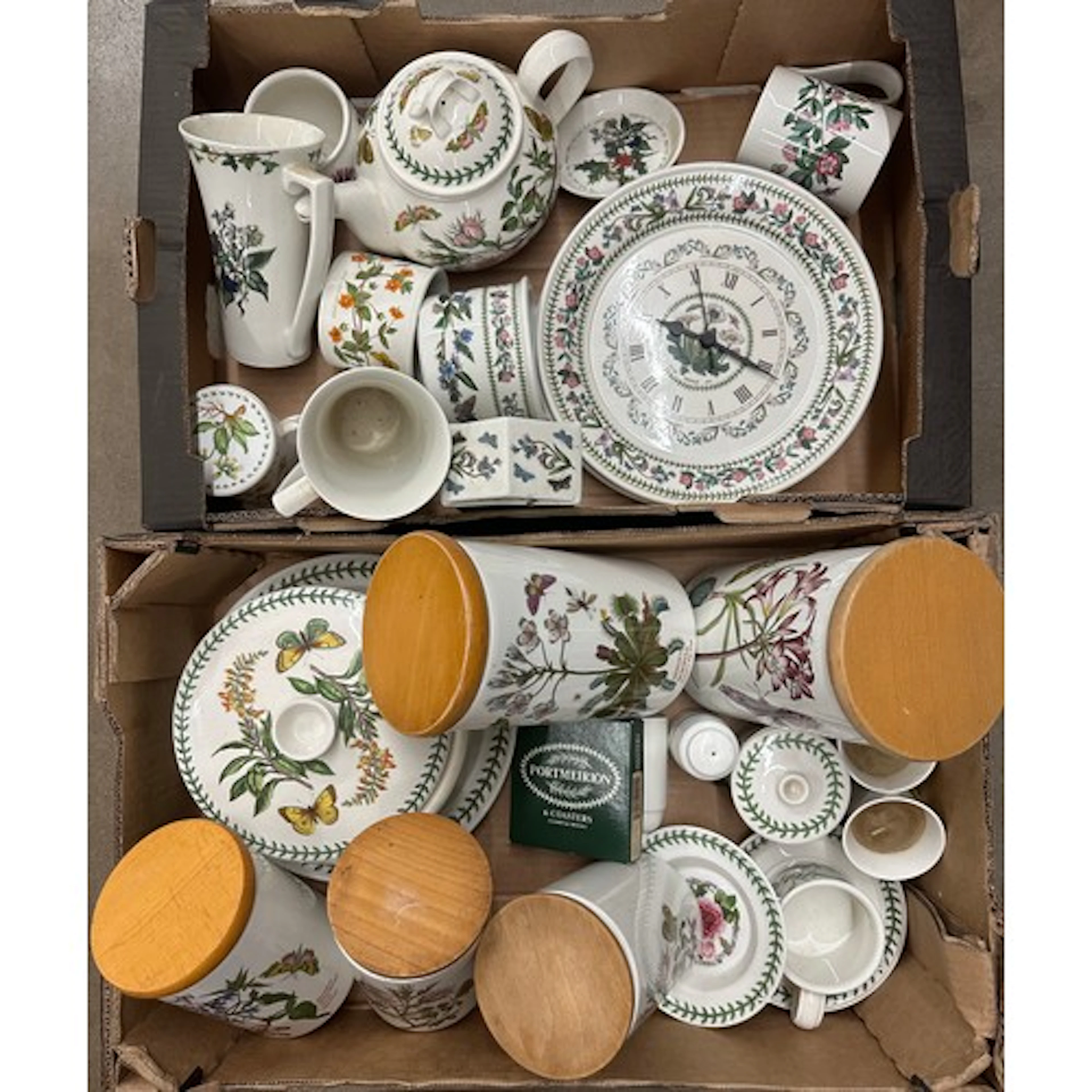 A collection of Portmeirion, teapot, mantel clock, wall cloc...