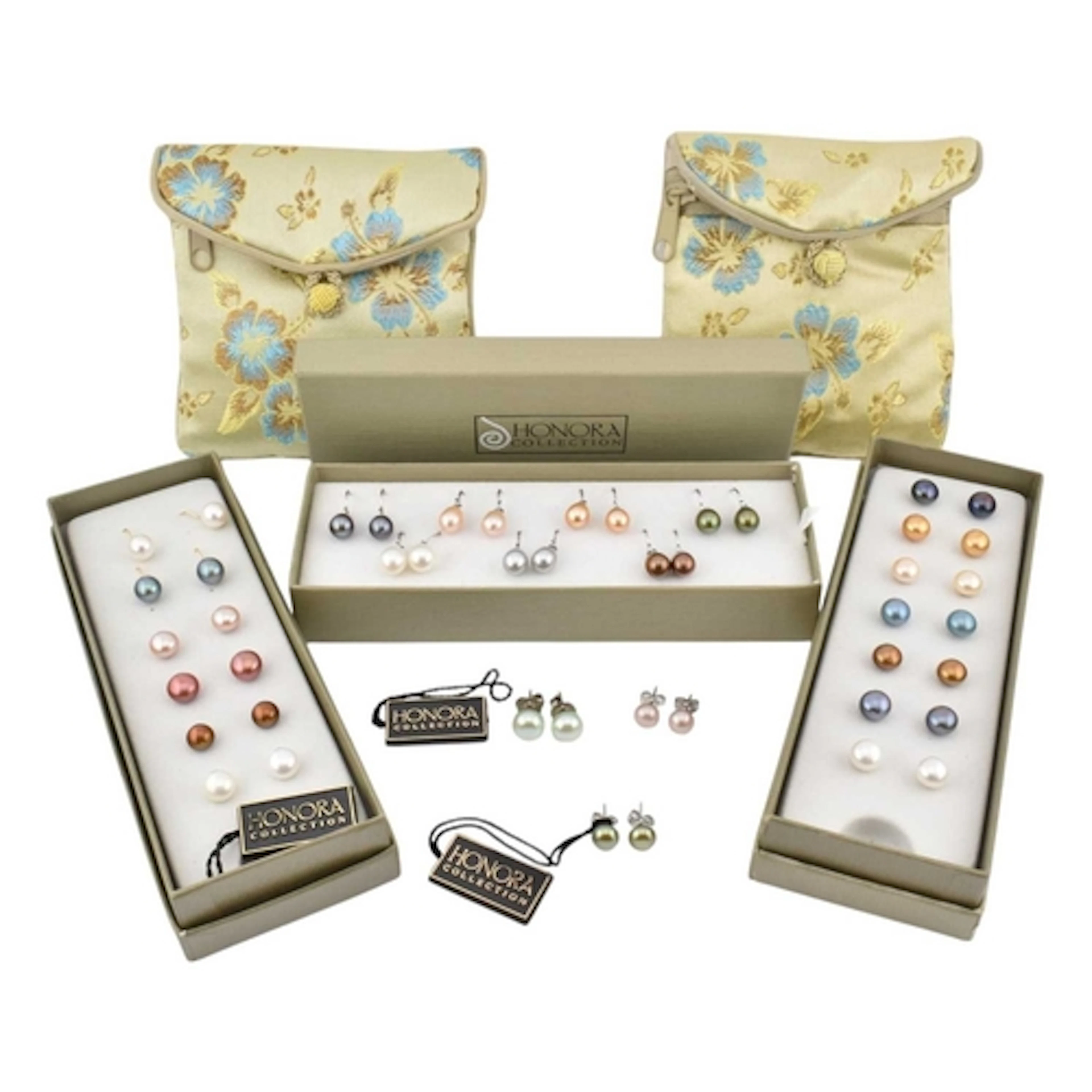 A selection of Honora freshwater cultured pearl earrings. Tw...