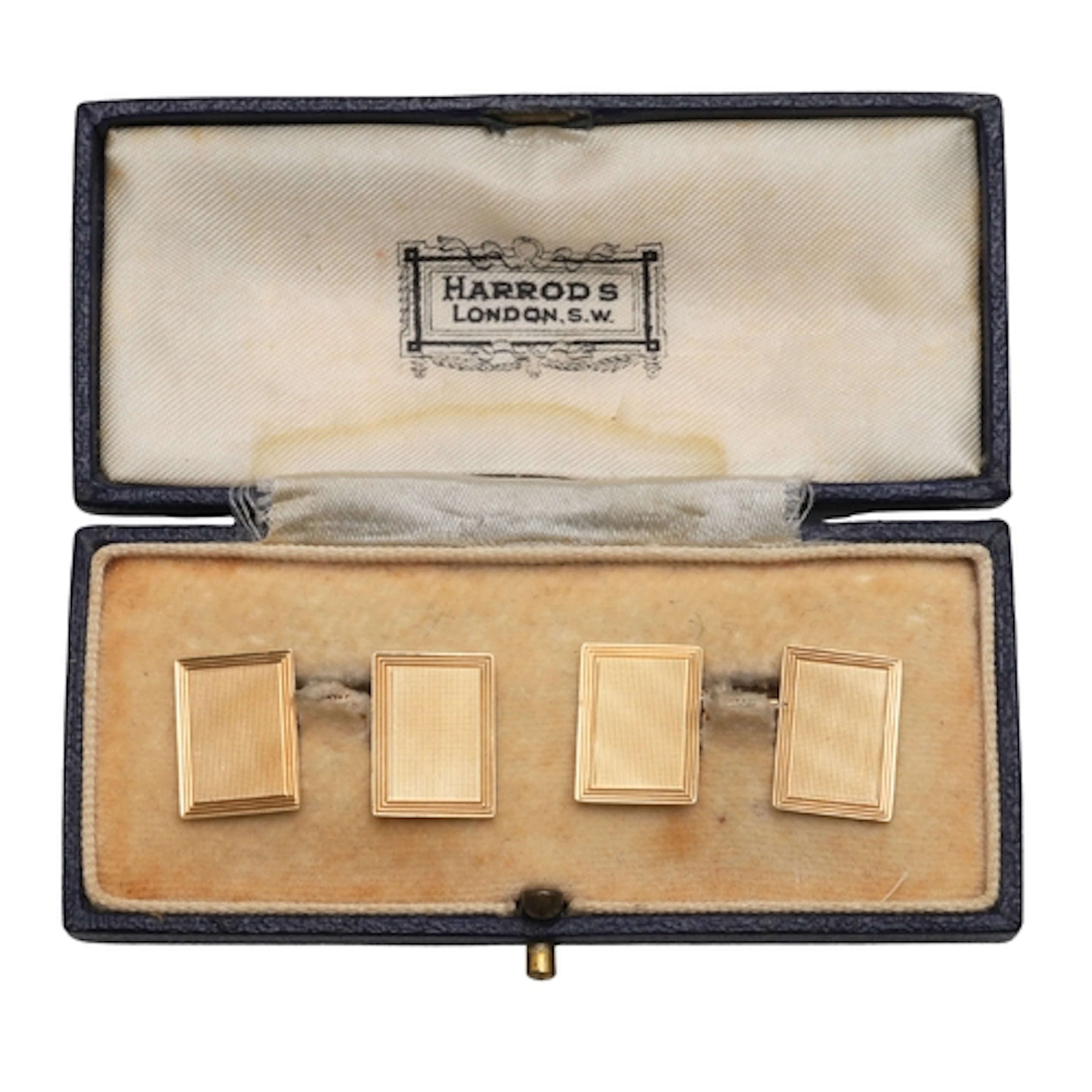 A PAIR OF 18CT GOLD CUFFLINKS. of rectangular-shape, each li...