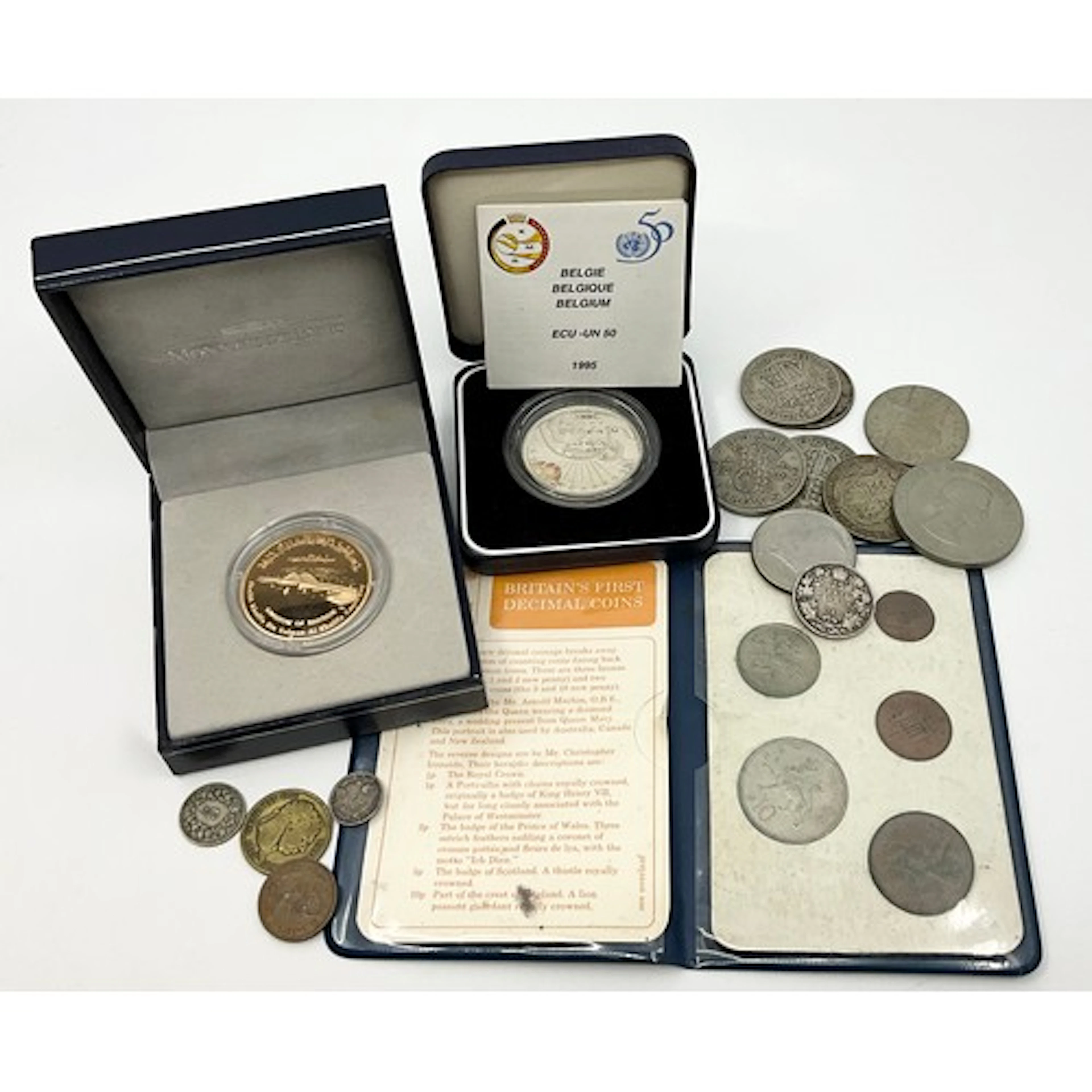 Numismatics - Belgian 1945-1995 ECU-UN 50 token, half crowns...