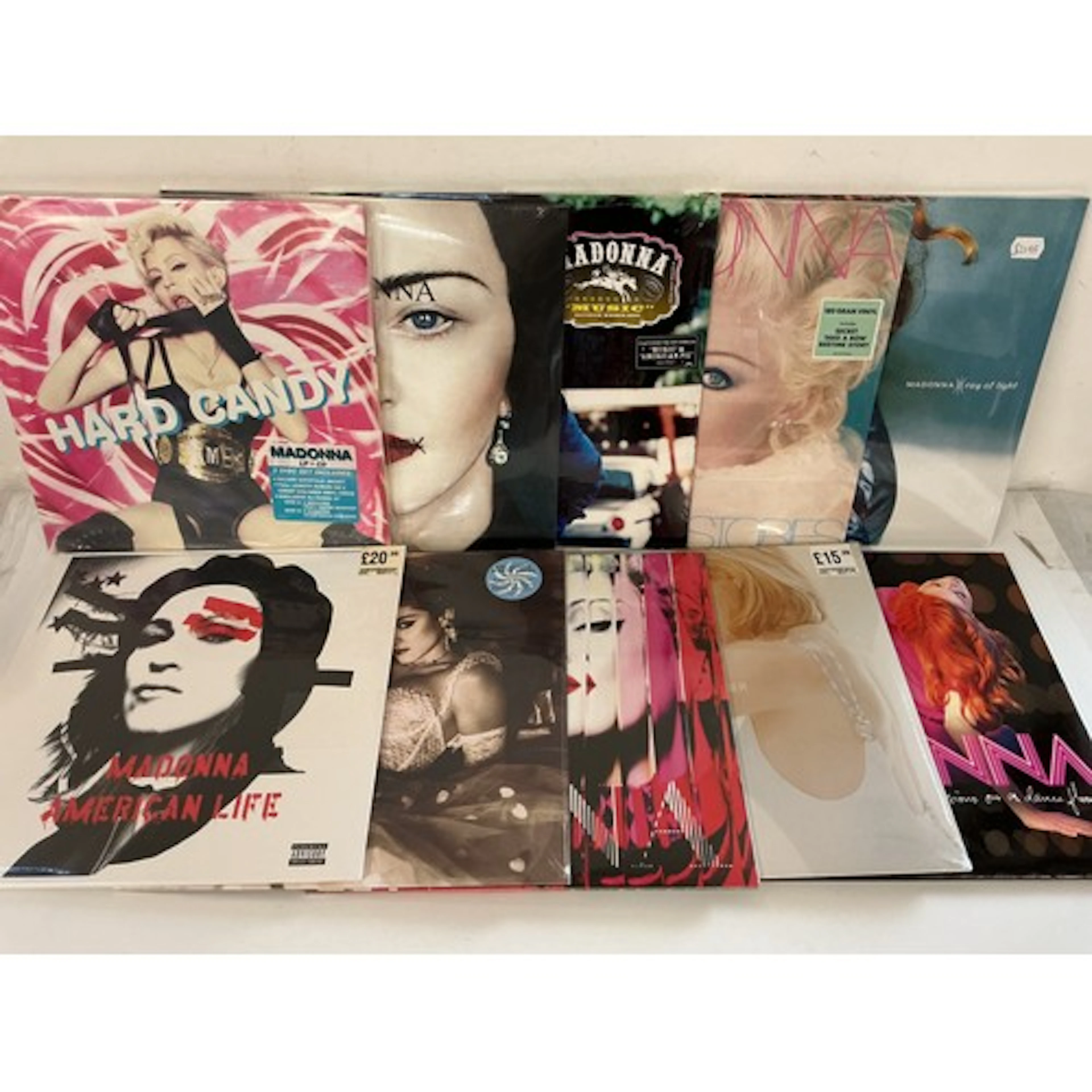 Two bags containing ten Madonna LPs comprising some sealed 1...