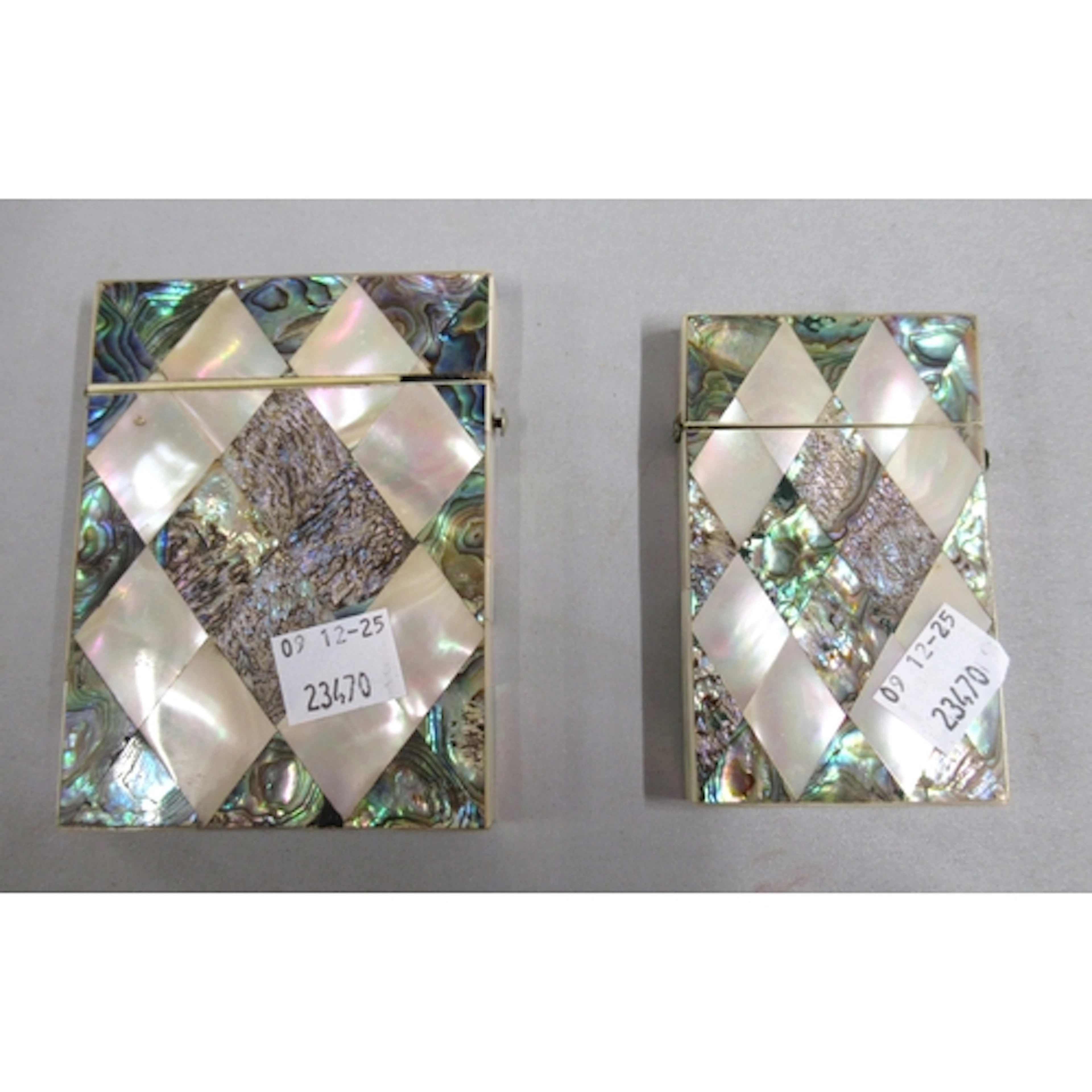 19th Century mother of pearl and abalone shell card case, to...