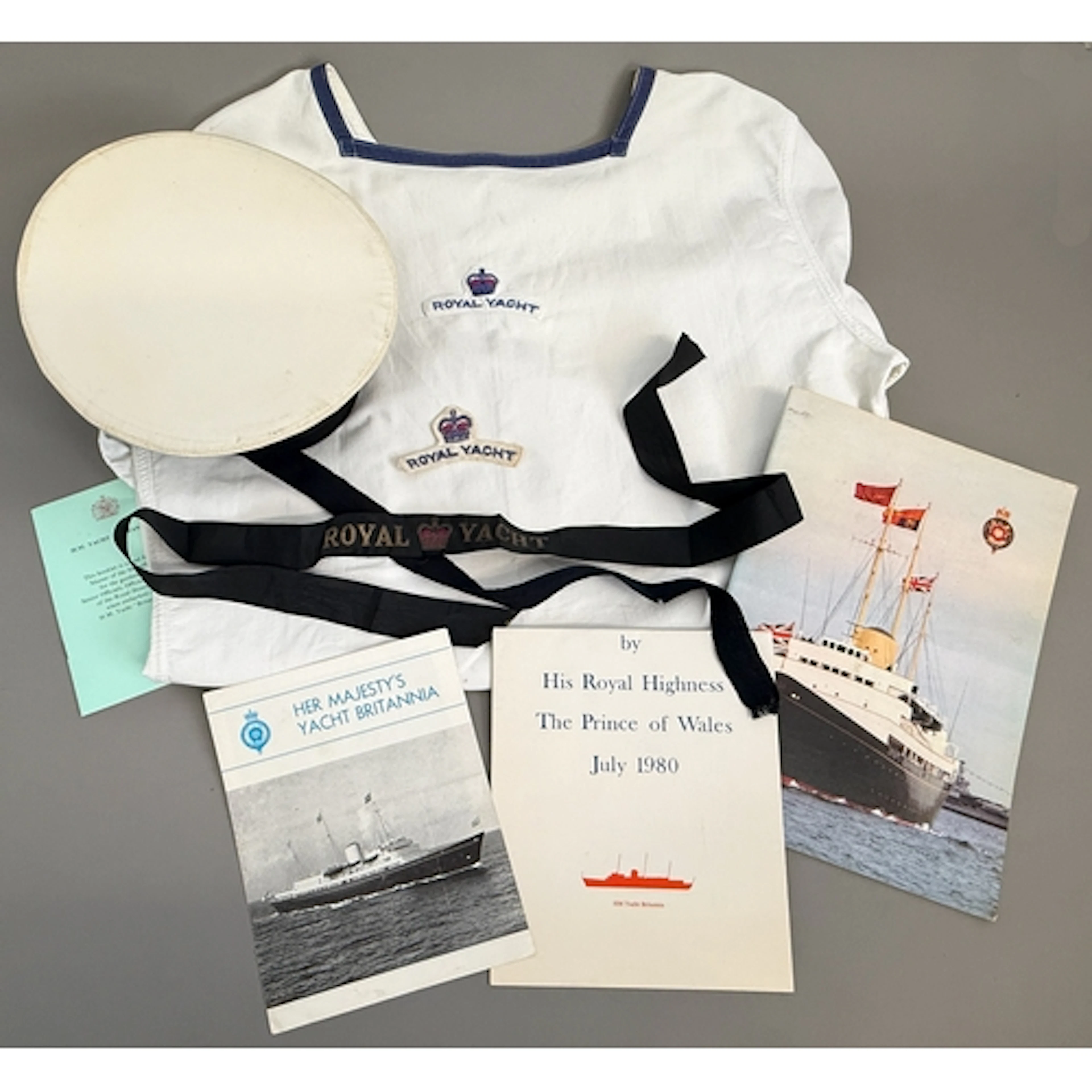 Royal Yacht Britannia uniform and other related ephemera. Th...