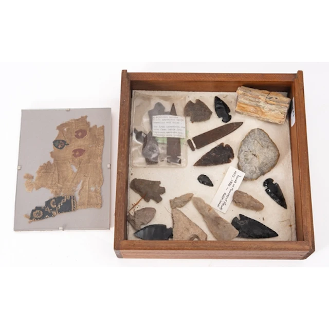 Collection of arrowheads, believed to be mainly Native Ameri...