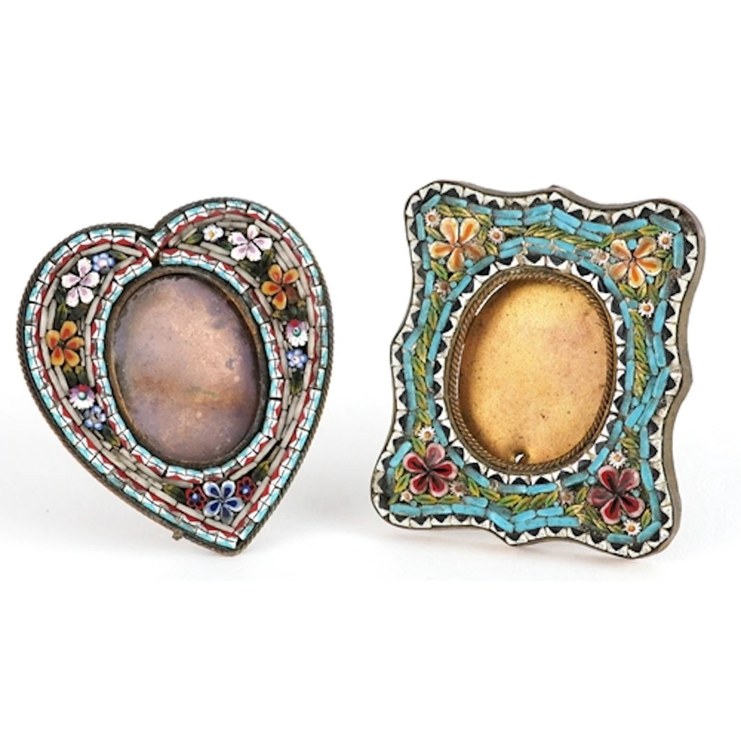 Two 19th century Italian floral micro mosaic easel picture f...