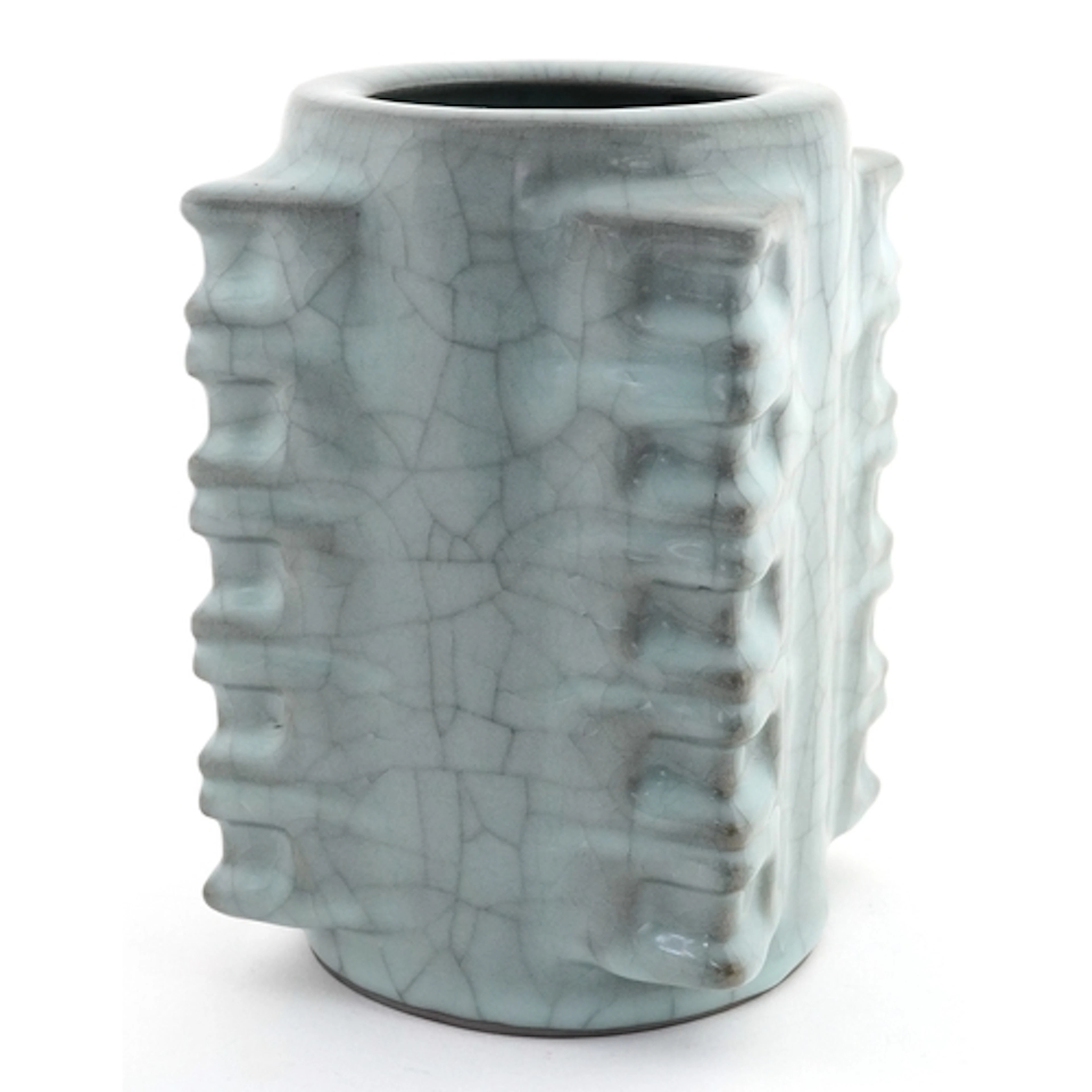 Chinese porcelain Ru kiln style vase with celadon style crac...