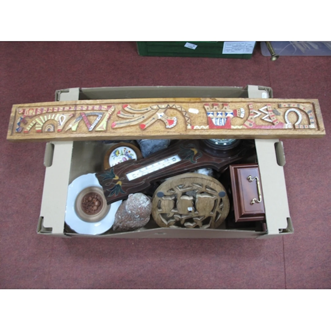 Arts and Crafts Barometer, clock, concrete bust, etc:- One B...
