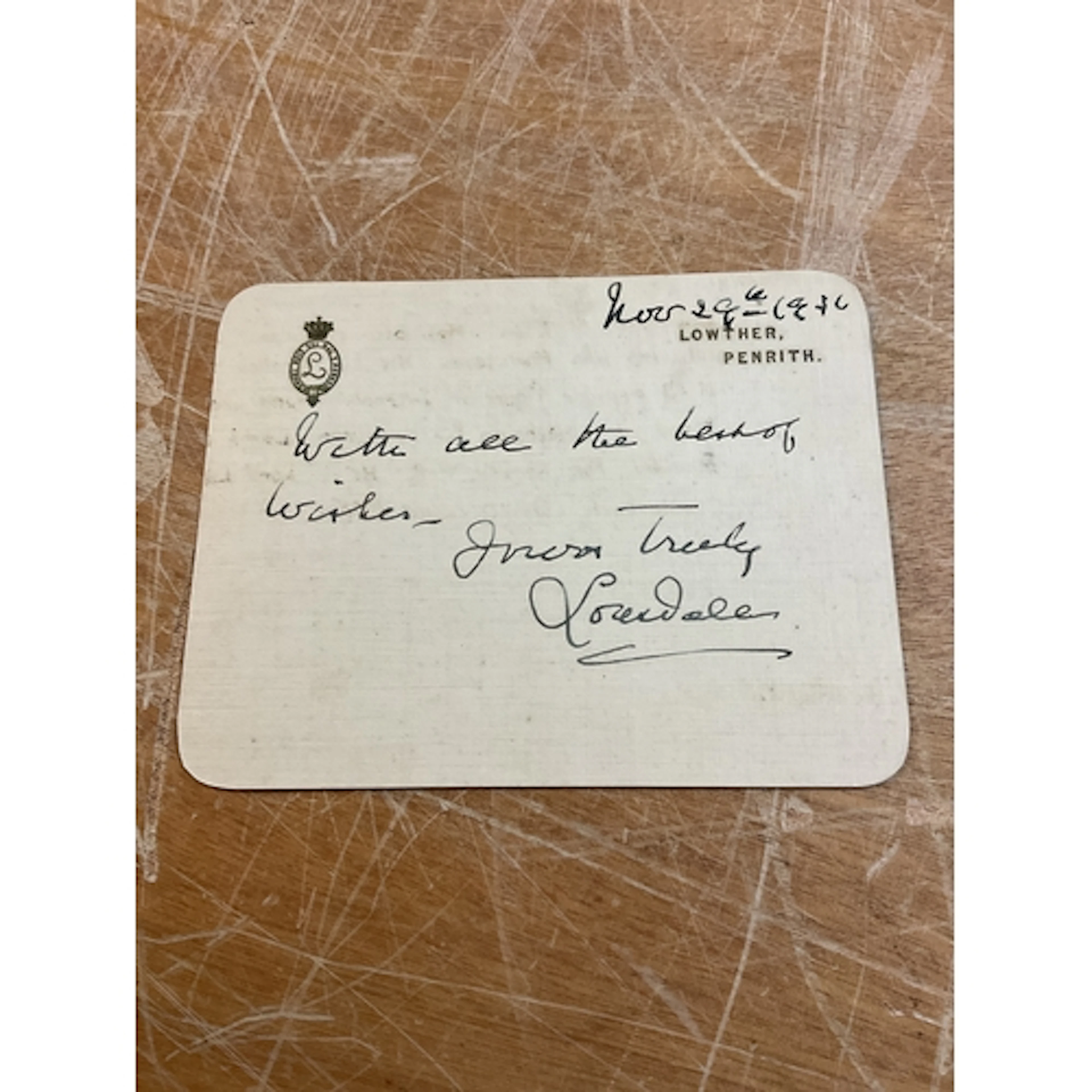 Guaranteed authentic signature on card dated Nov 29 th 1936....
