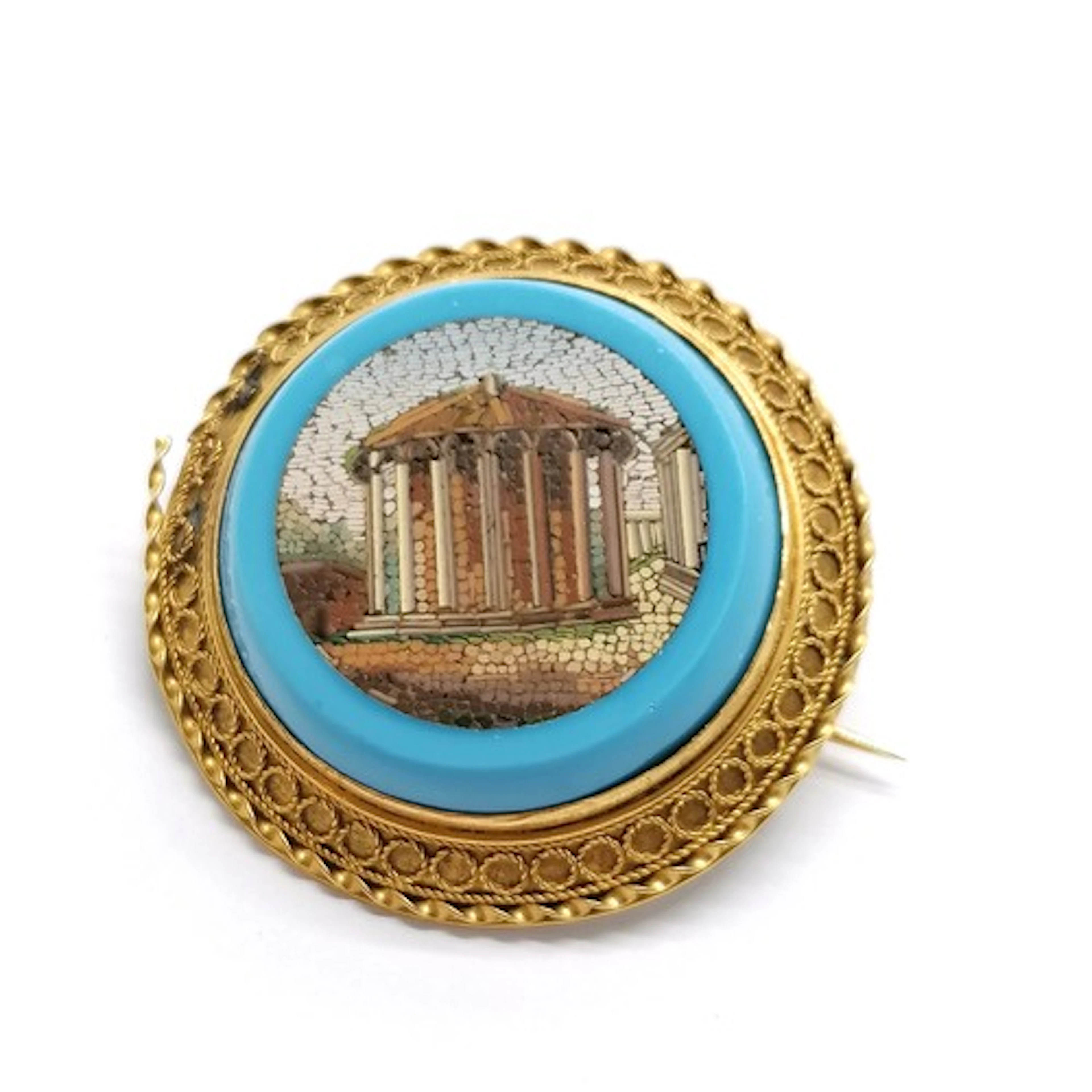 Antique Grand Tour micro mosaic brooch with classical scene ...