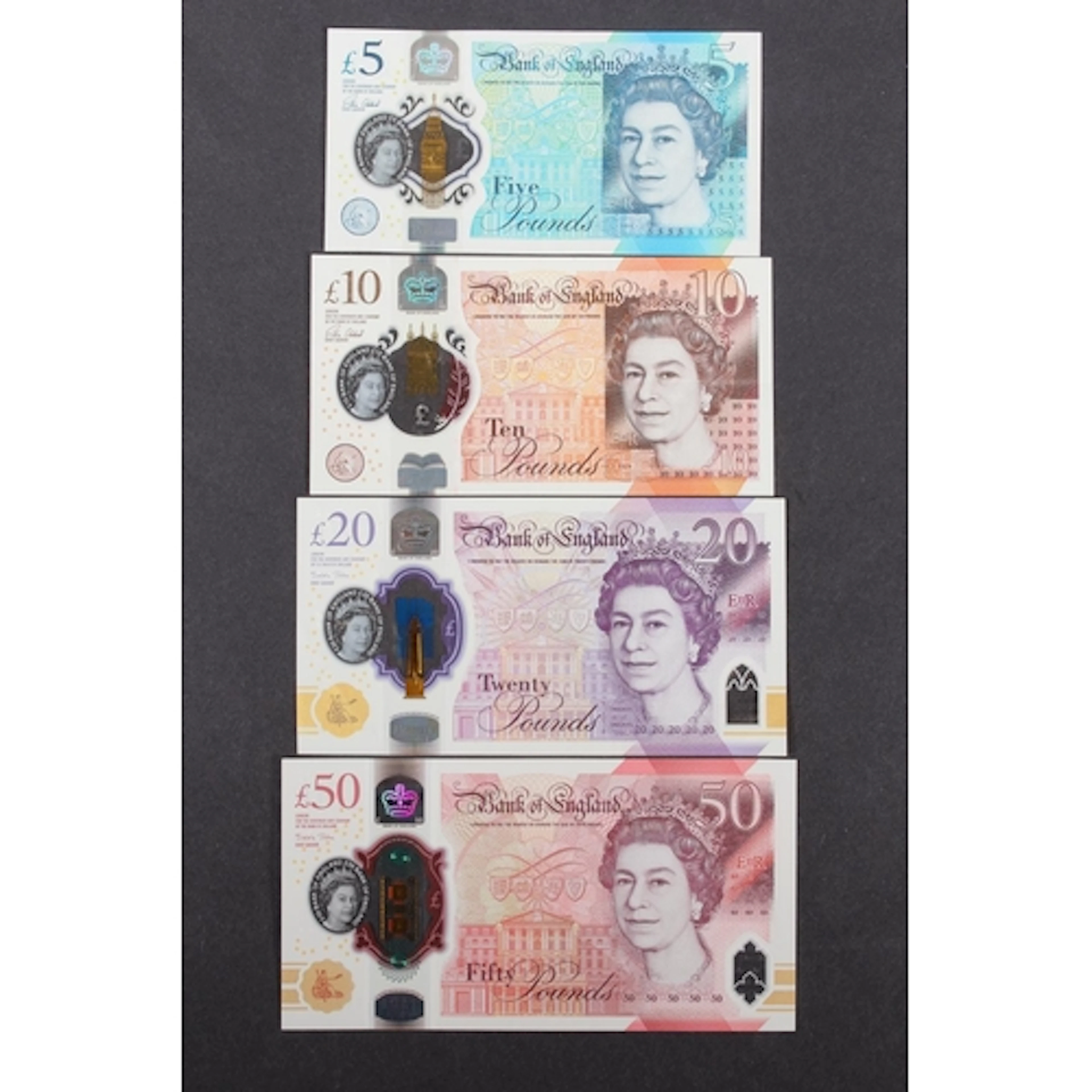 BANK OF ENGLAND Queen Elizabeth II polymer banknotes to incl...