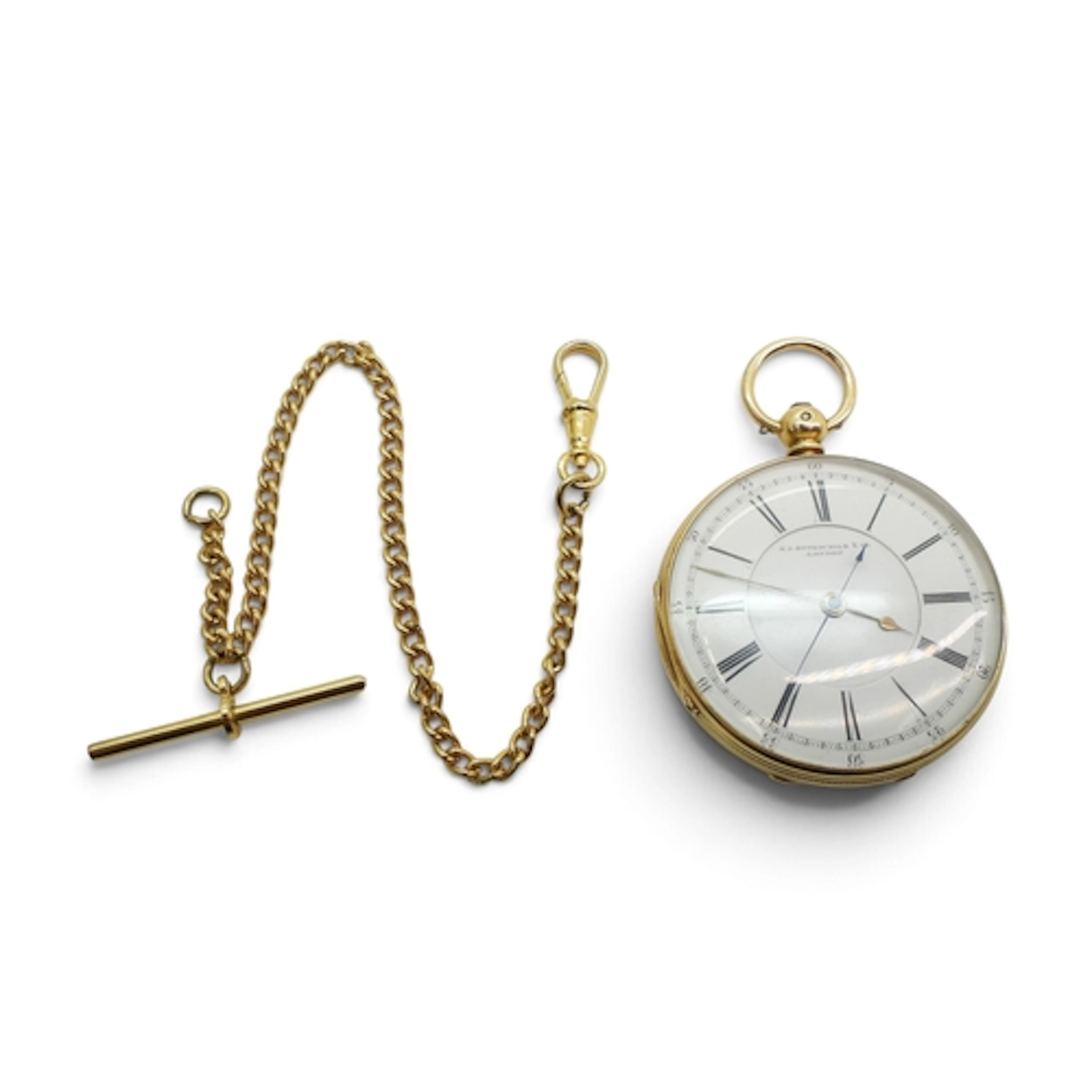 AN 18CT GOLD OPEN FACE POCKET WATCH the dial inscribed M J R...