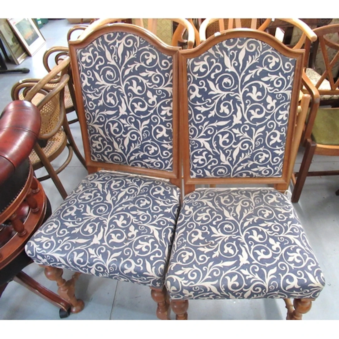 Pair of mid 20th Century walnut side chairs, in 18th Century...