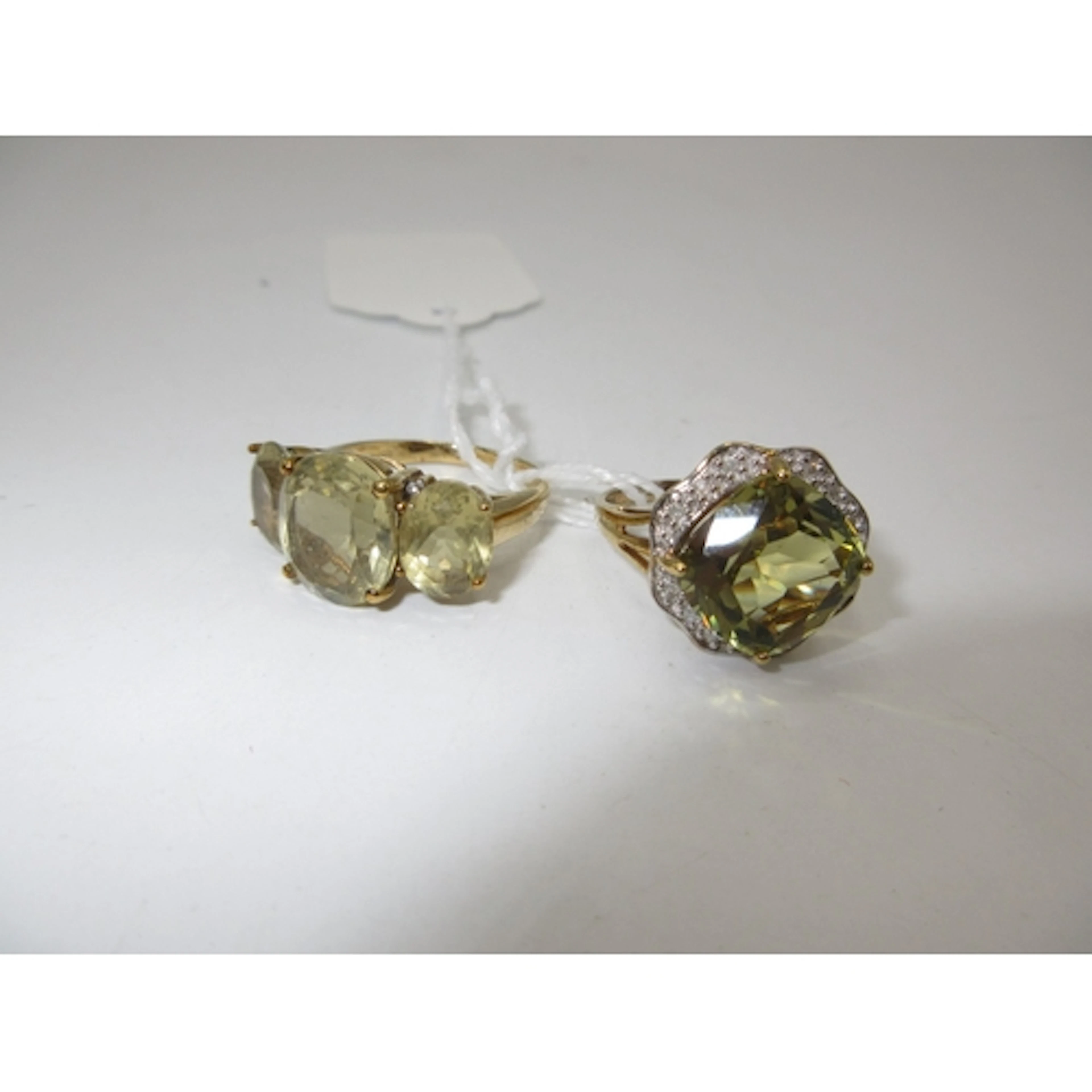 9ct Gold Ring Set with 3 Pale Amber Colour Stones and a 9ct ...