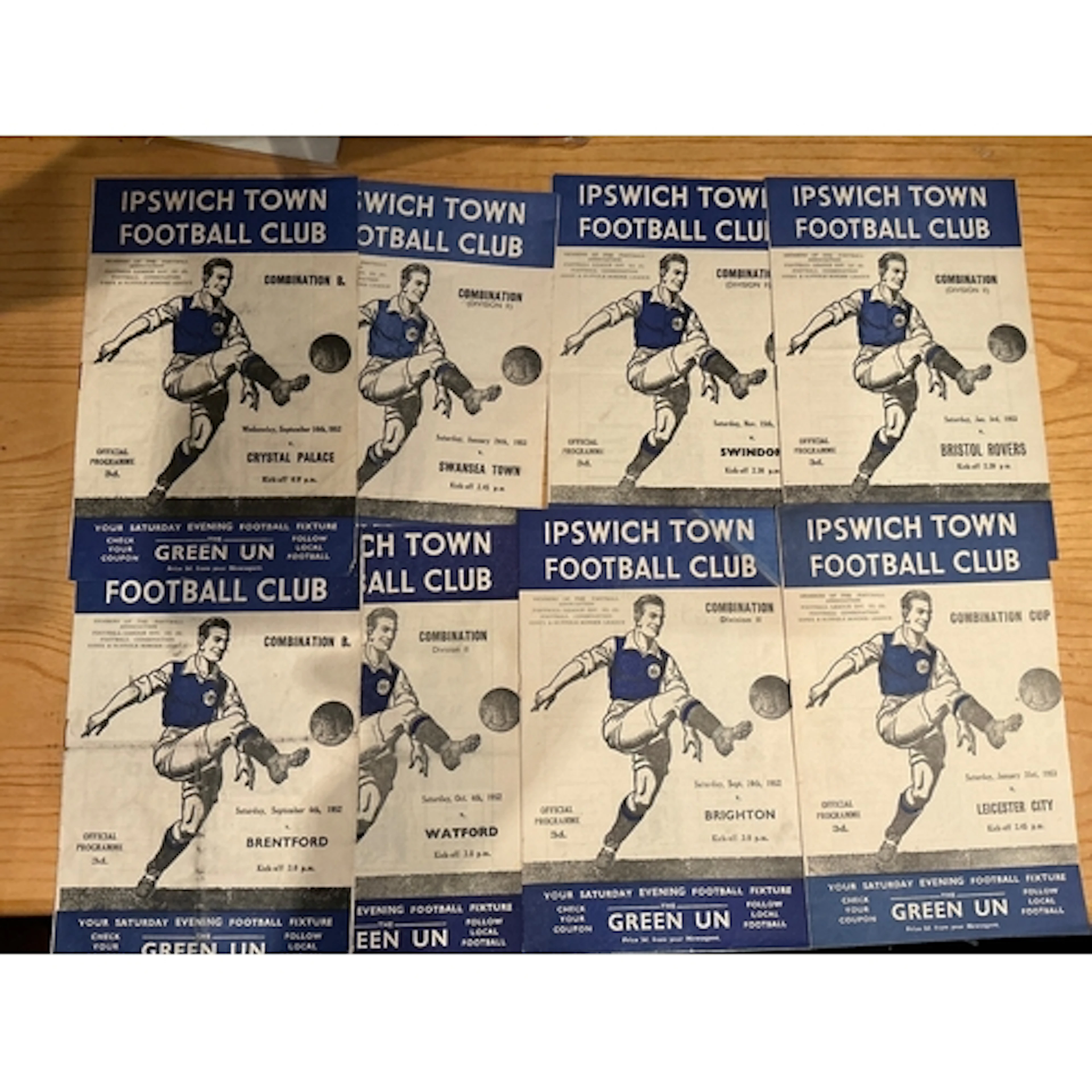 52/53 Ipswich Town Home Reserve Football Programmes: Footbal...