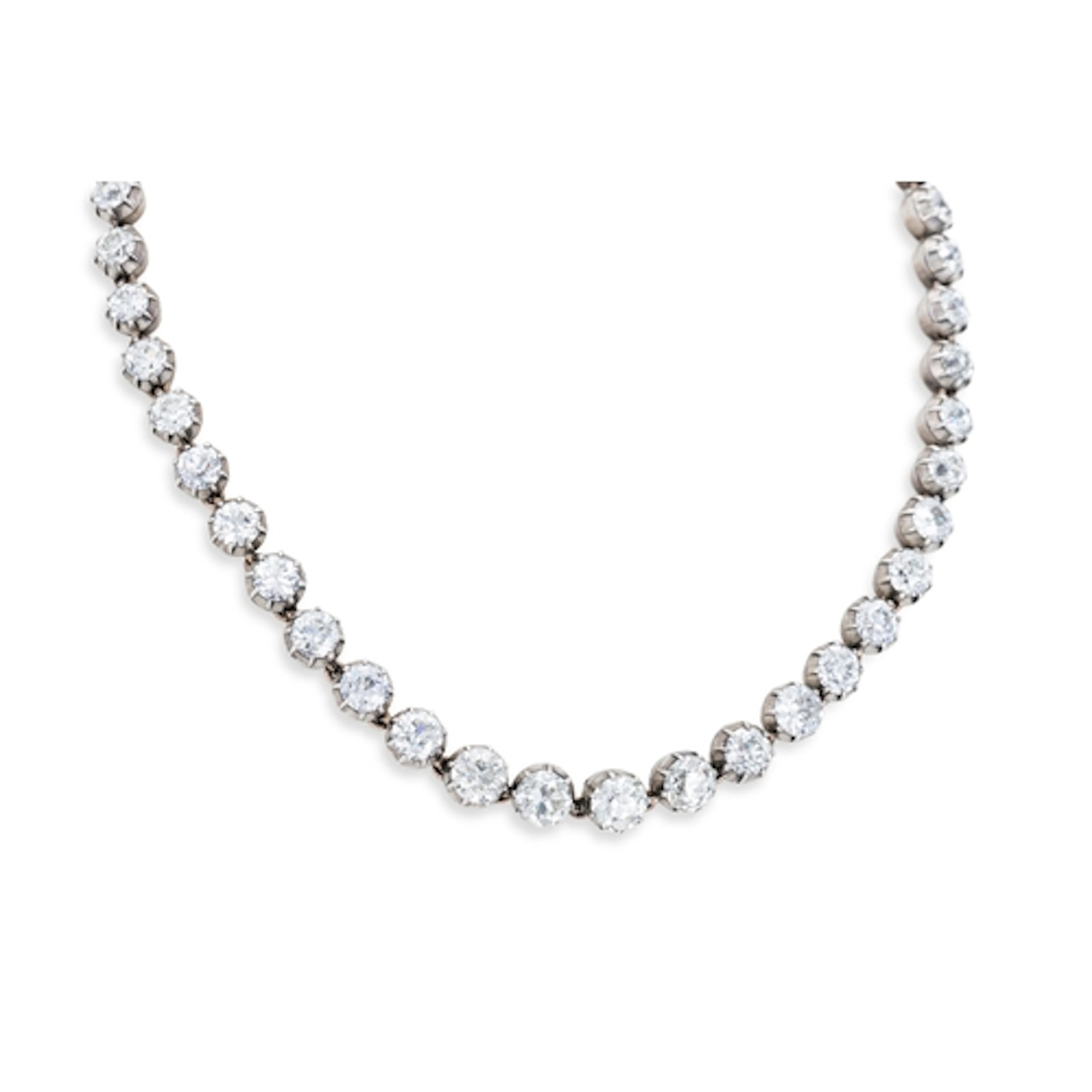 AN IMPORTANT LATE VICTORIAN DIAMOND RIVIERE NECKLACE, set wi...