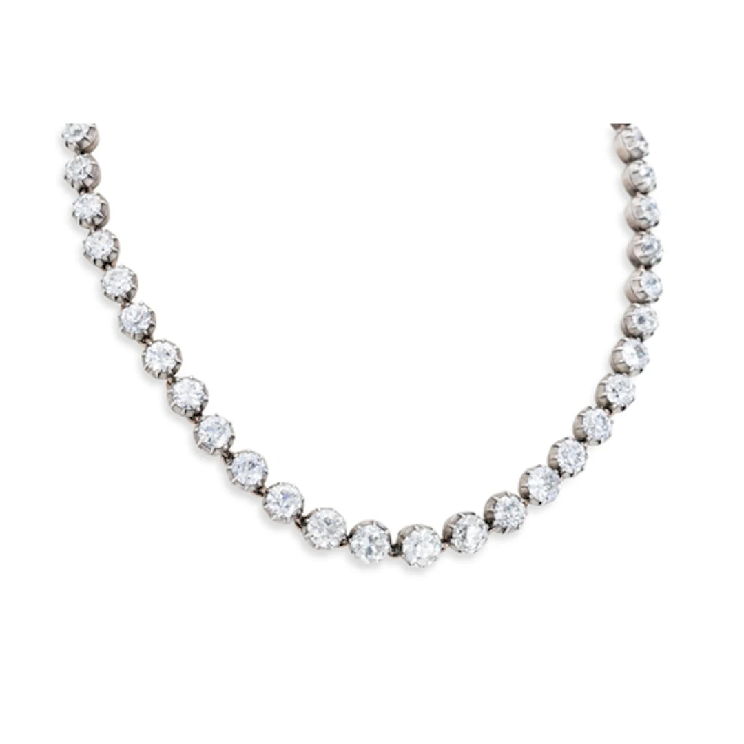 AN IMPORTANT LATE VICTORIAN DIAMOND RIVIERE NECKLACE, set wi...