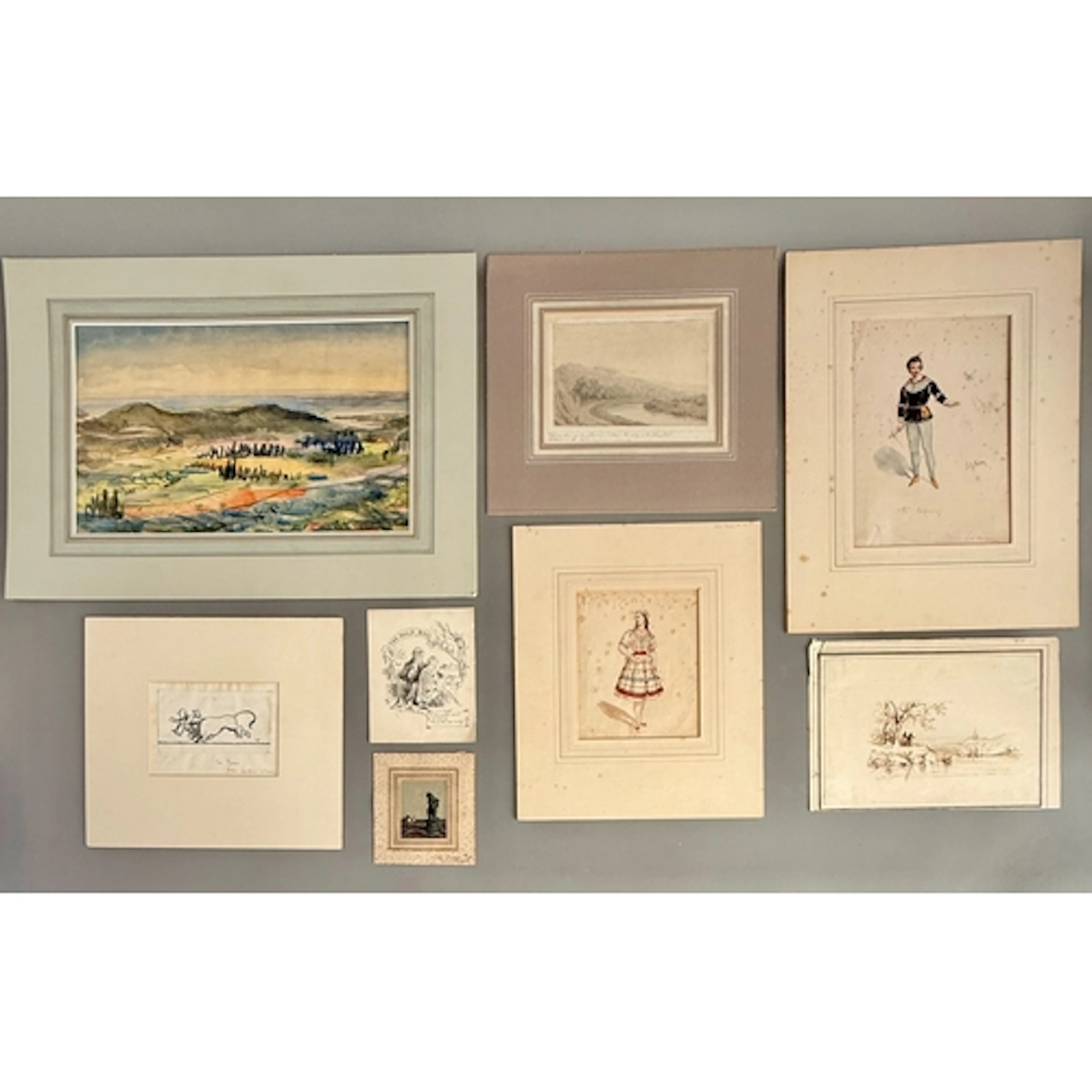 A small collection of 18th, 19th and 20th century unframed w...