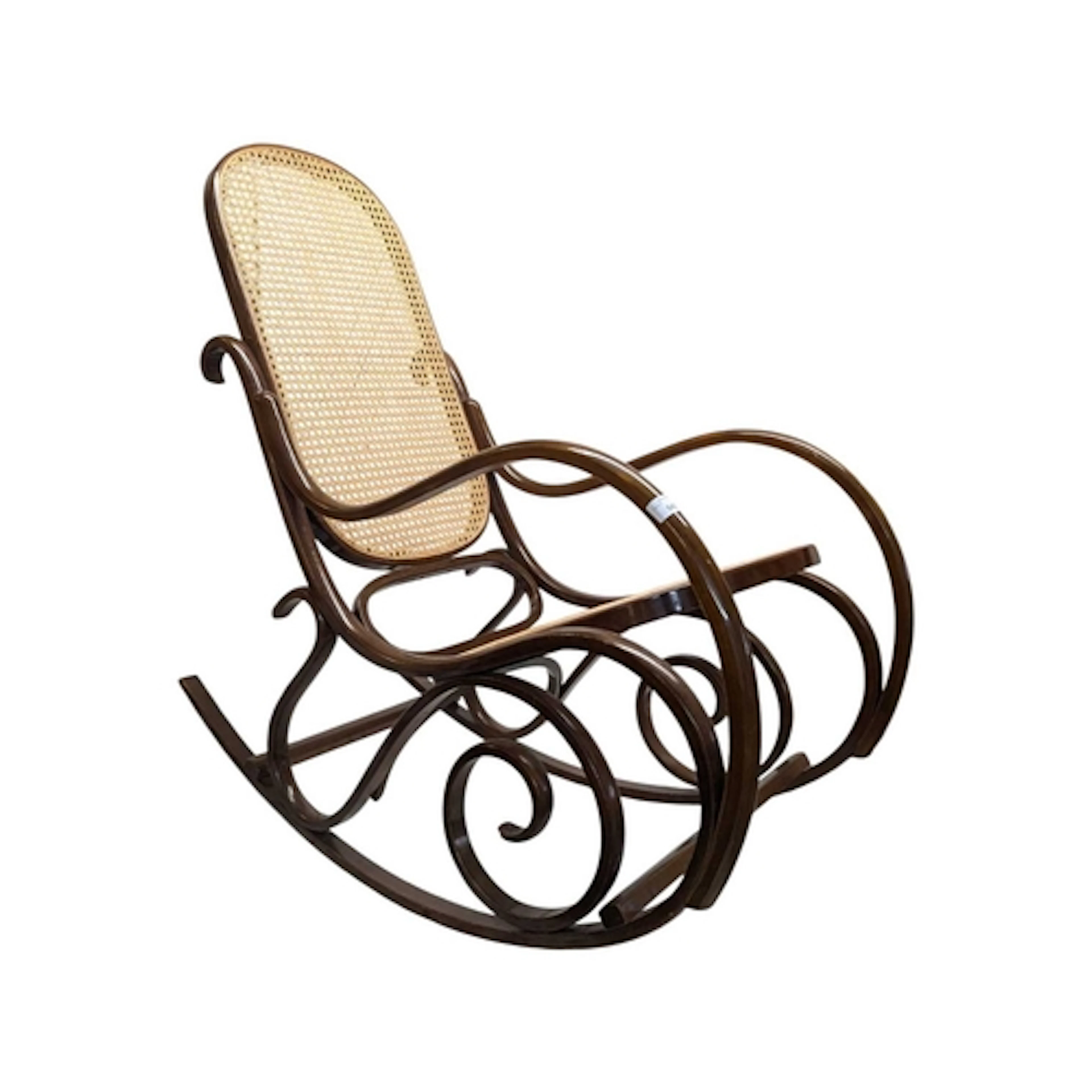 A vintage 20th century bentwood and cane rocking chair / arm...