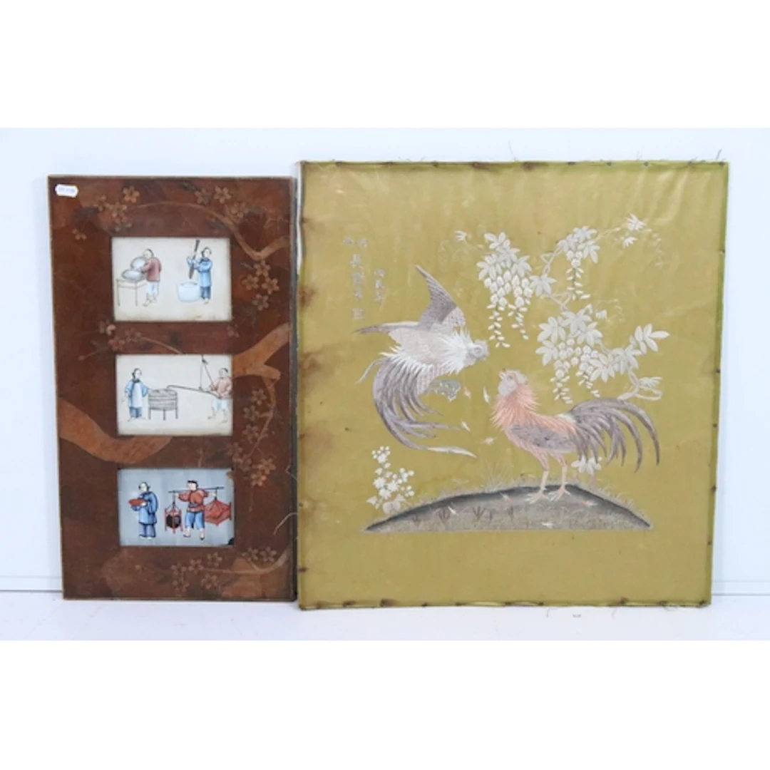 19th century Chinese school, a set of three: traditional sce...