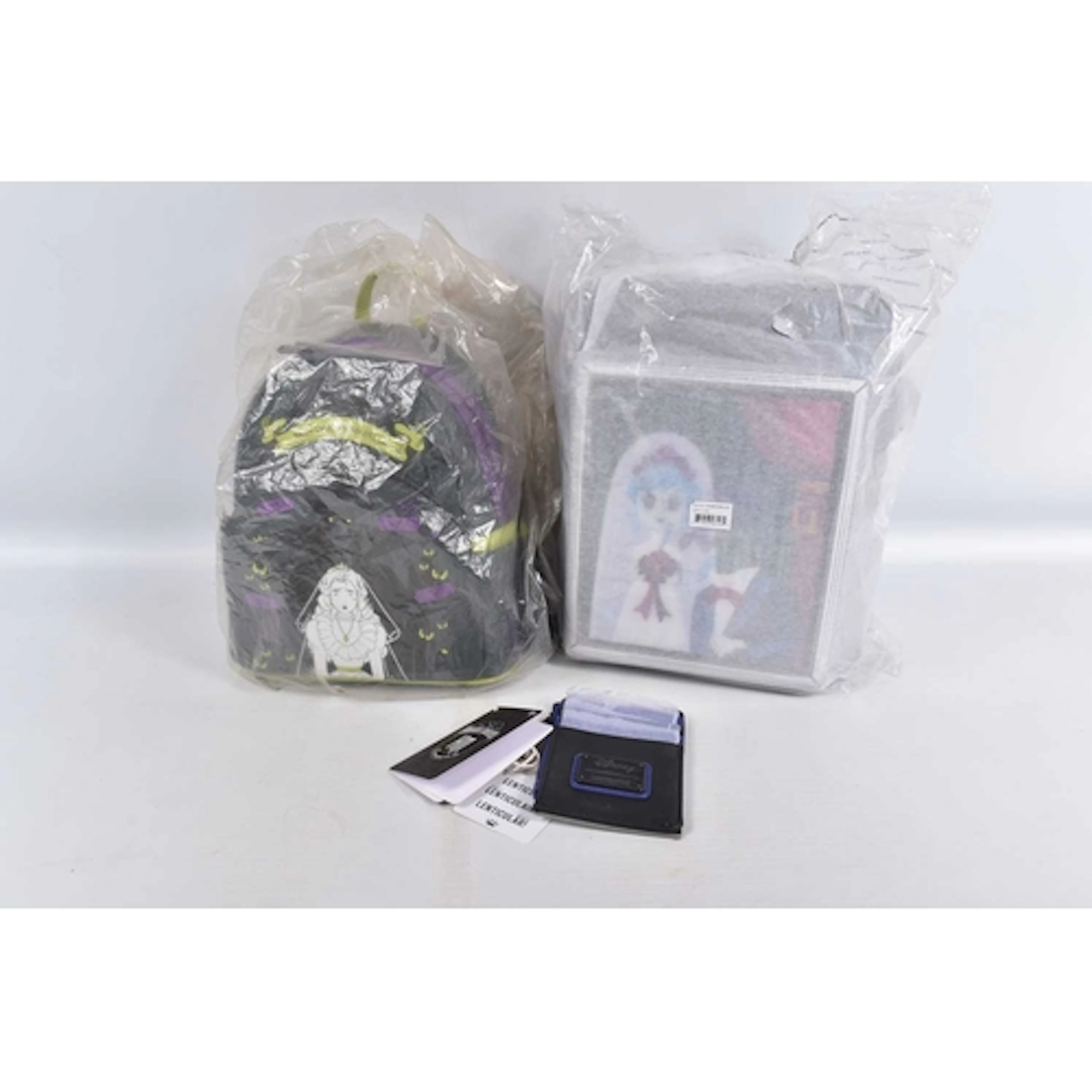 TWO DISNEY LOUNGEFLY COLLECTIBLE BAGS AND A CARDHOLDER, to i...