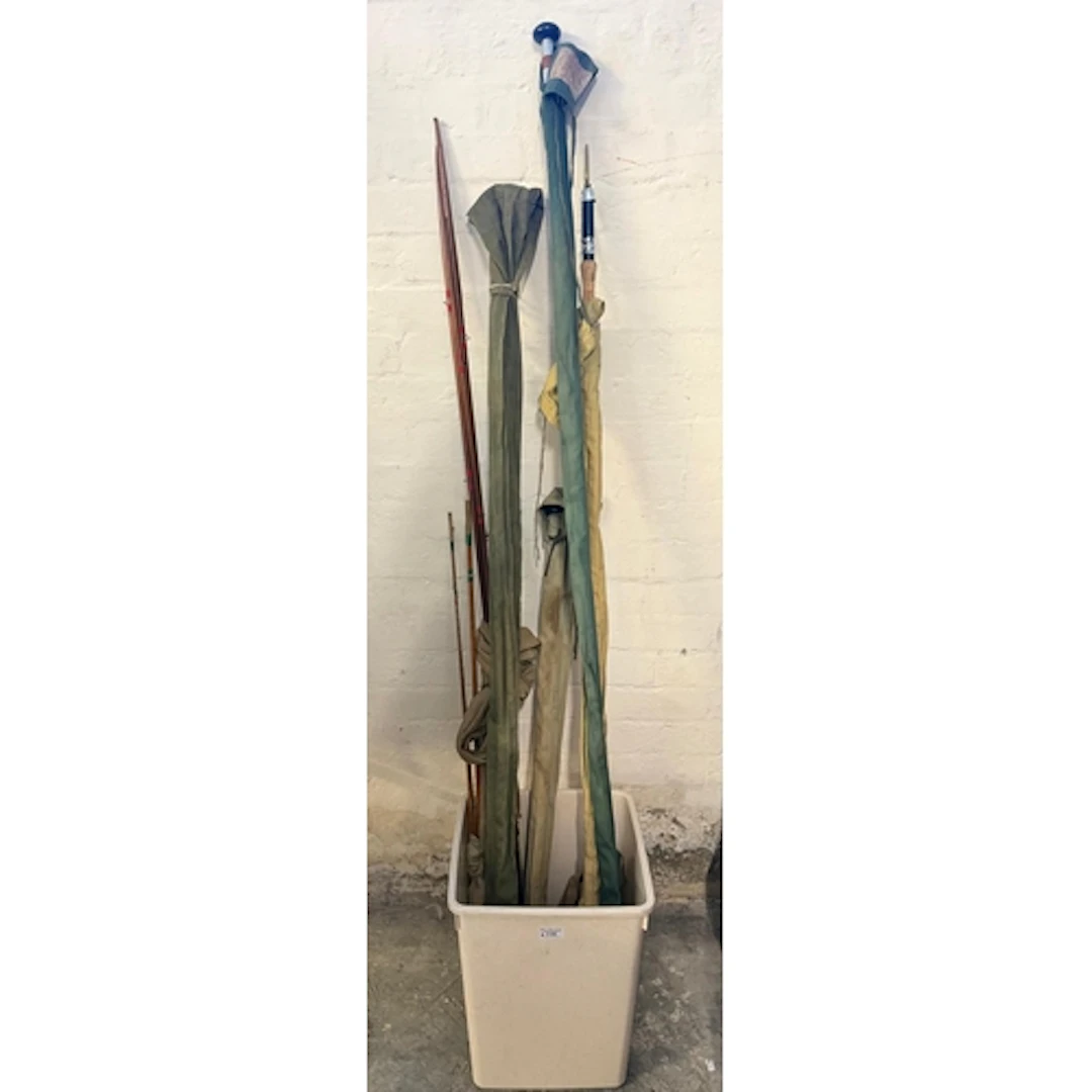 Collection of vintage fishing rods to include: C Farlow & Co...