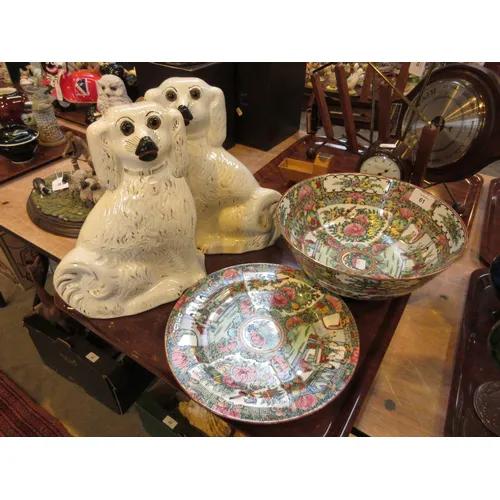 Pair of Victorian Staffordshire Pottery Wally Dogs, Canton B...