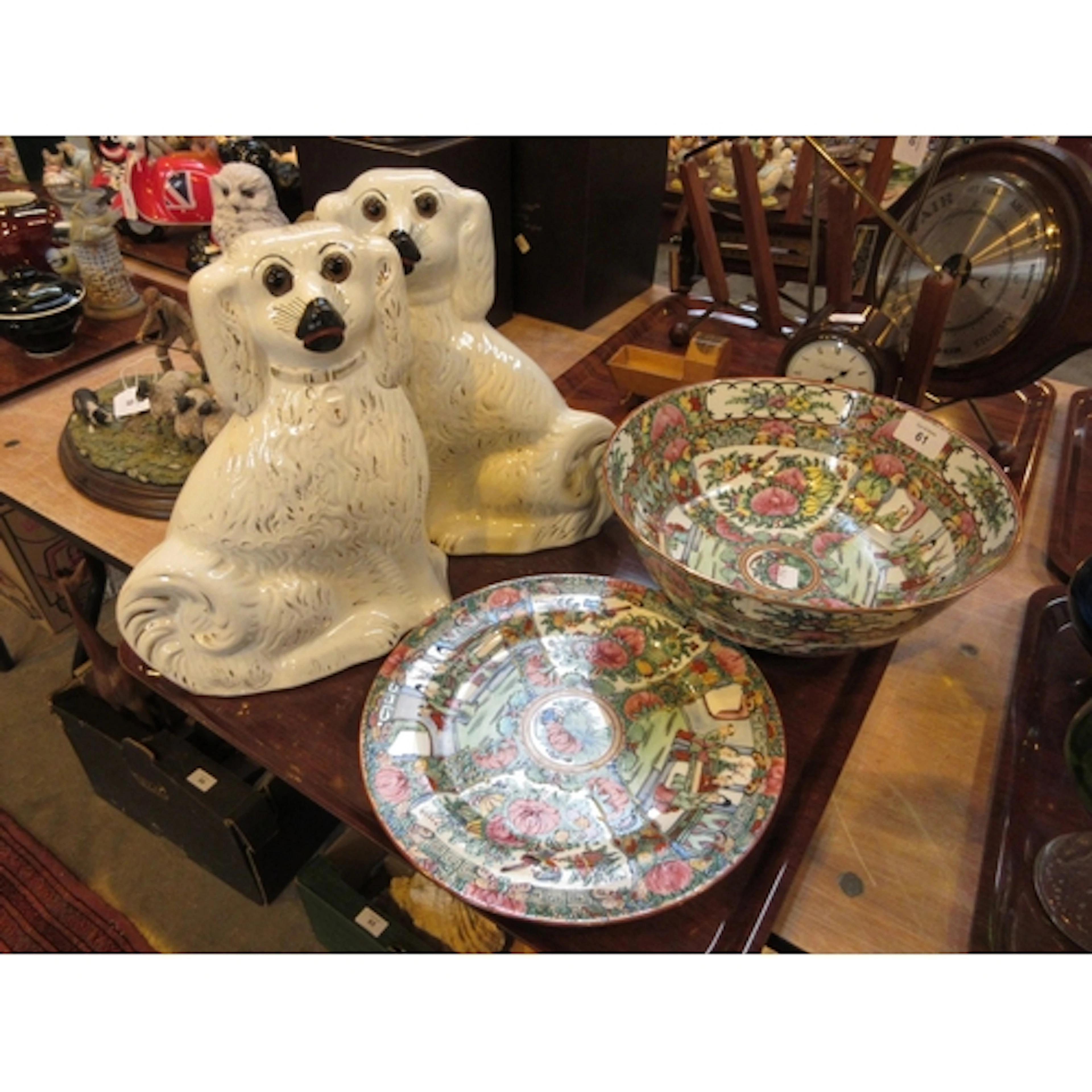 Pair of Victorian Staffordshire Pottery Wally Dogs, Canton B...