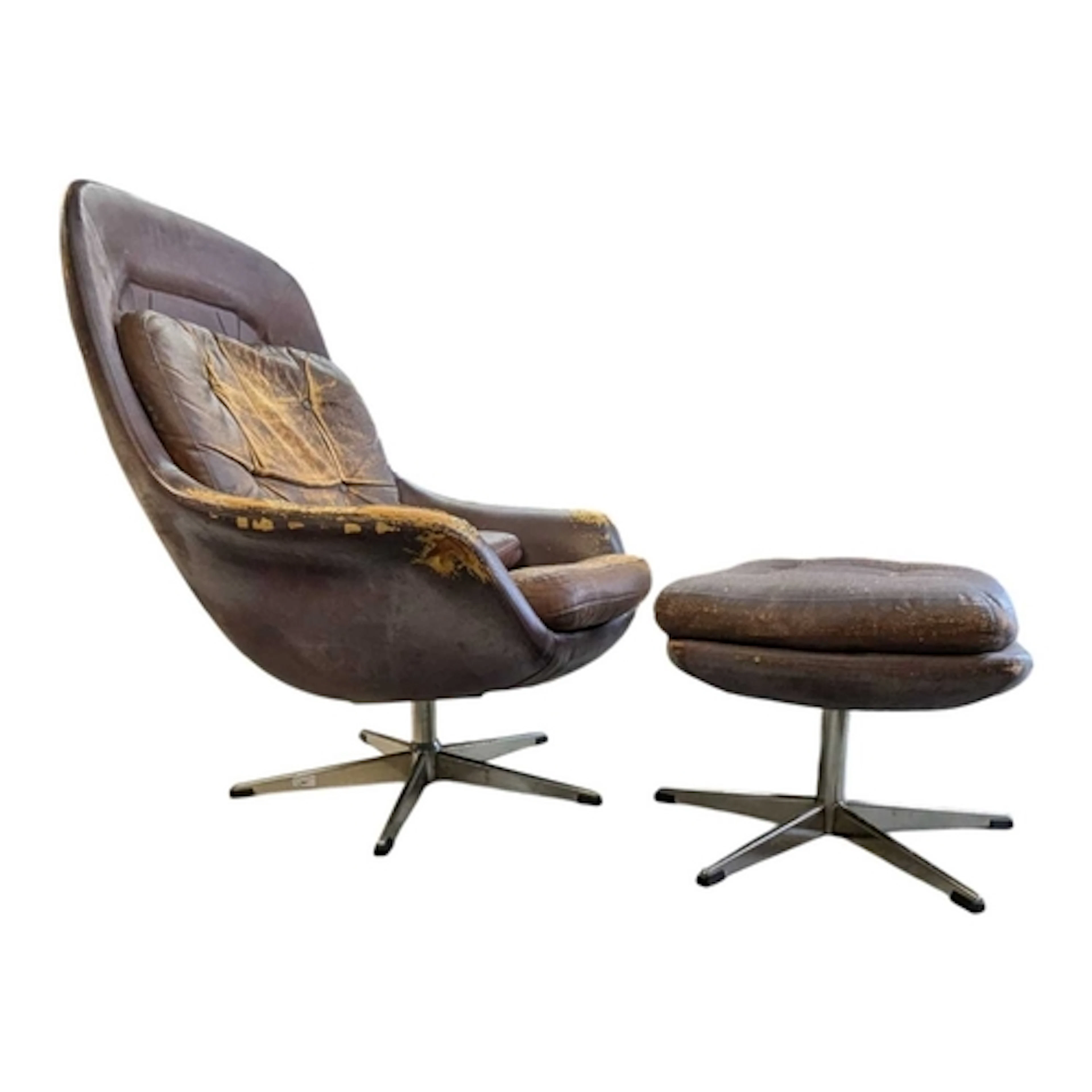 British Modern Design - Mid century faux leather swivel armc...