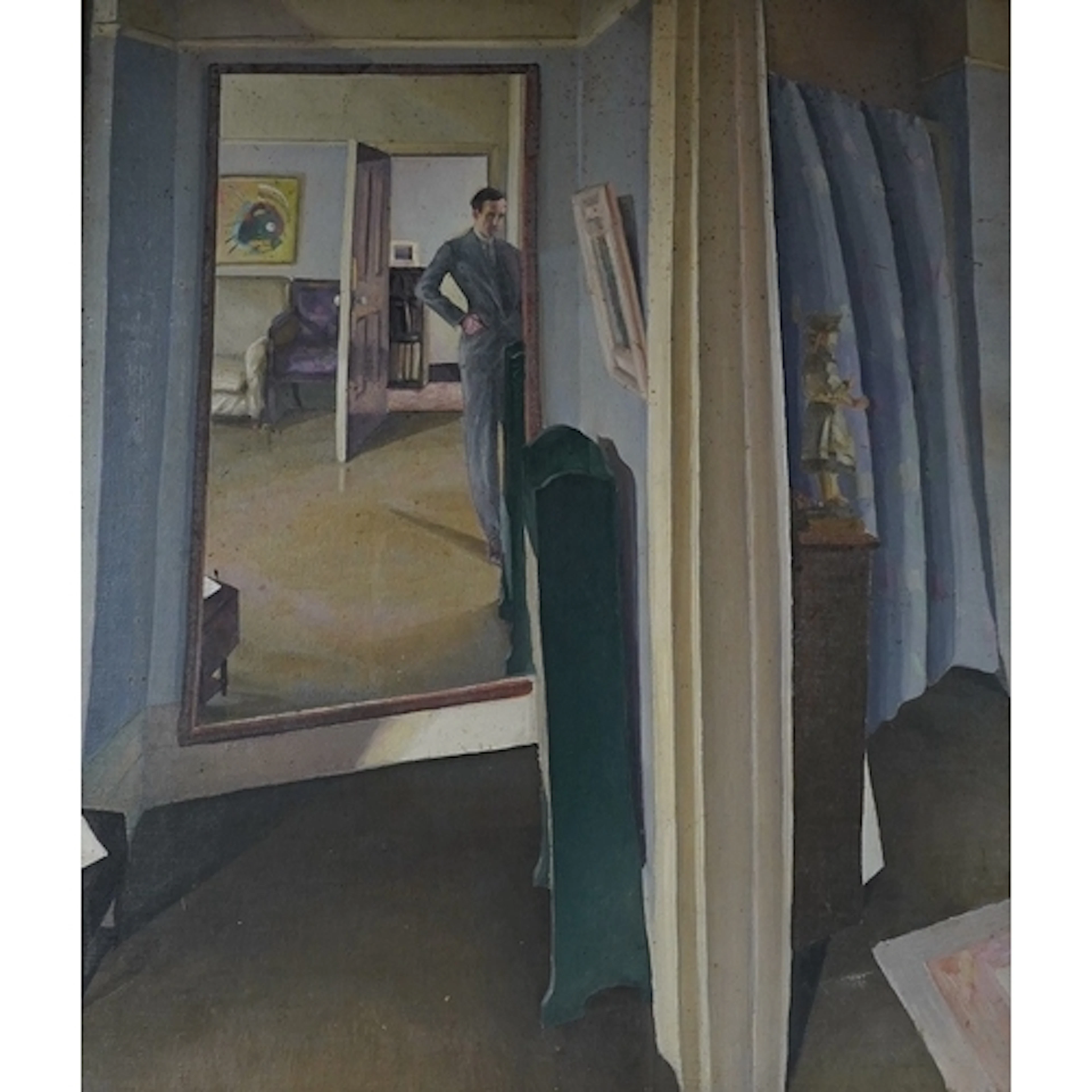 James Wood, Interior scene, a self portrait of the artist wi...