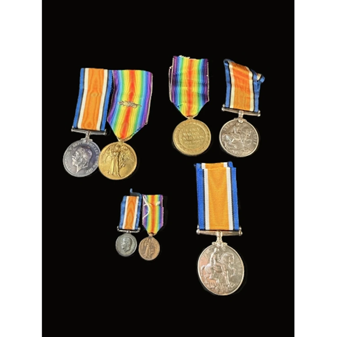 Two pairs of WWI medals 20118 F Sergeant E Salisbury RAF, 38...