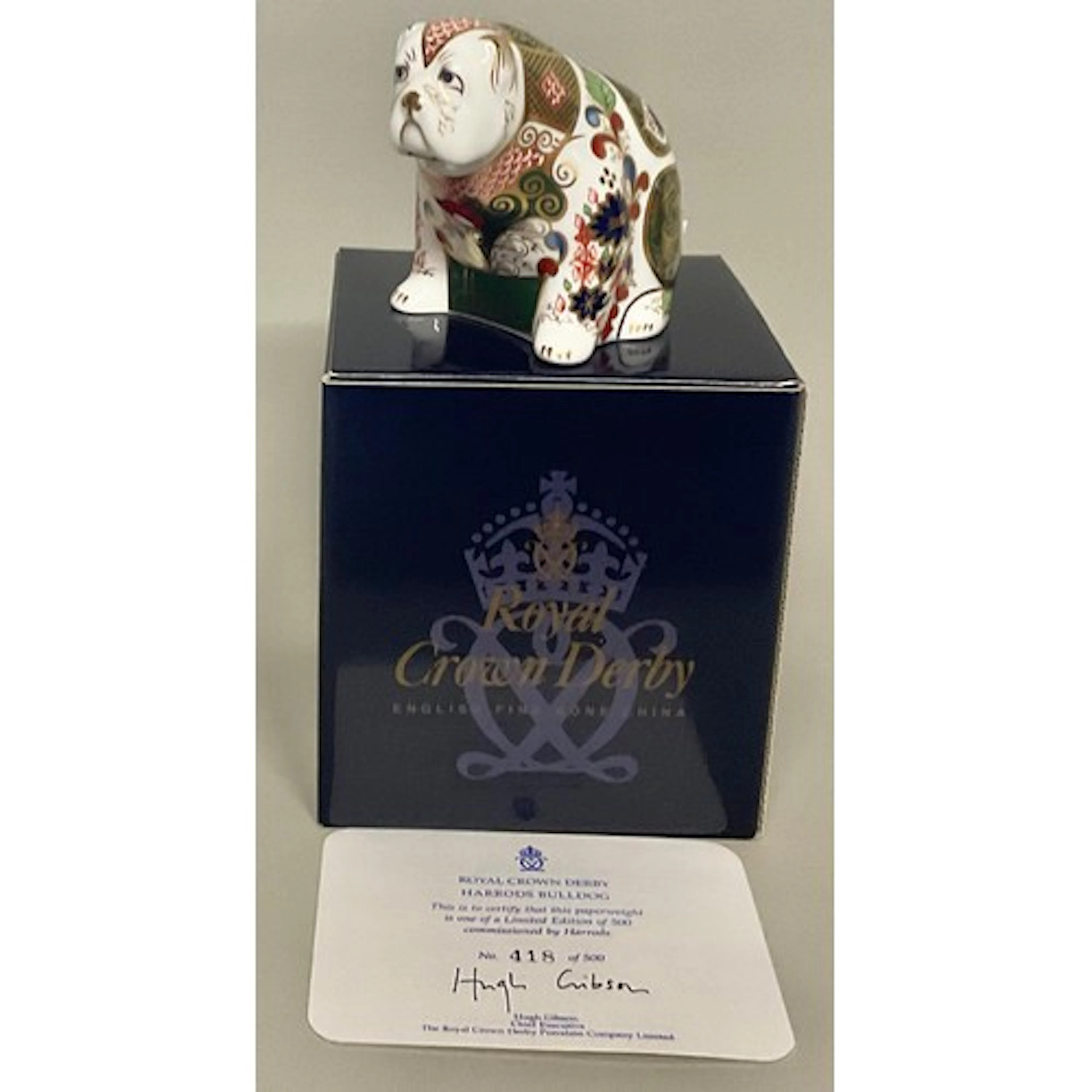 A Royal Crown Derby paperweight, Harrods Bulldog, specially ...