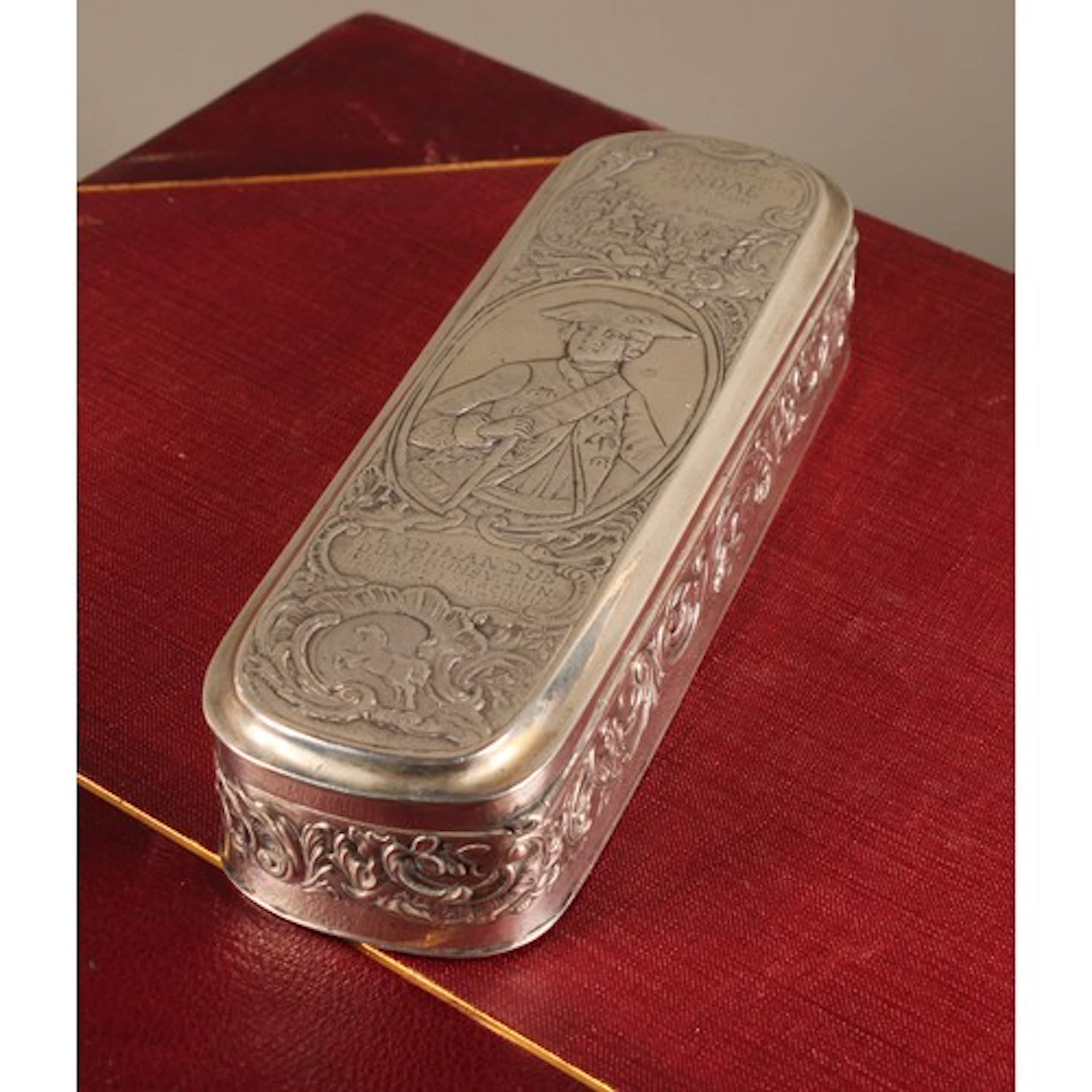 A German silver tobacco box, of Dutch shape and relating to ...