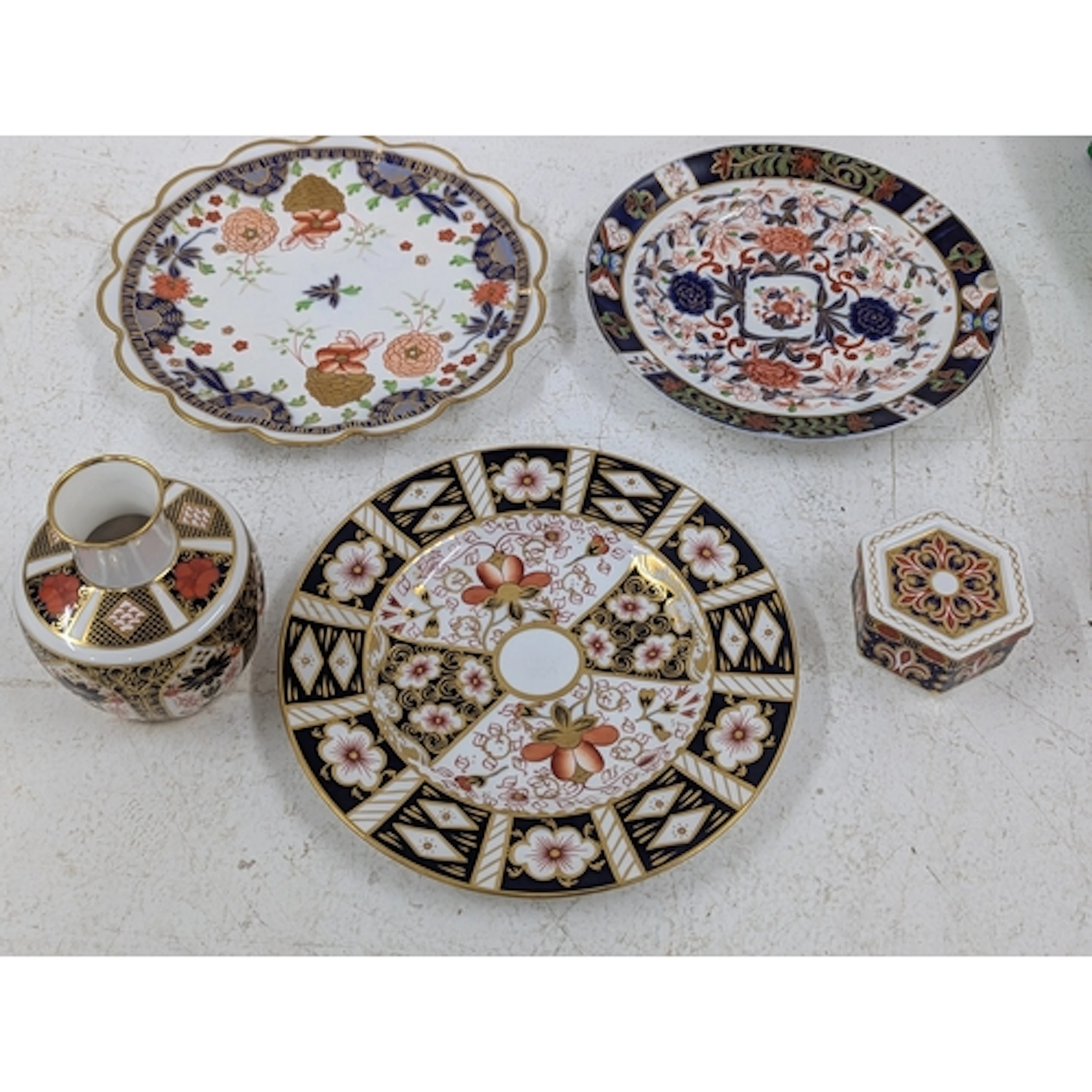 Royal Crown Derby to include an Imari pattern vase and plate...