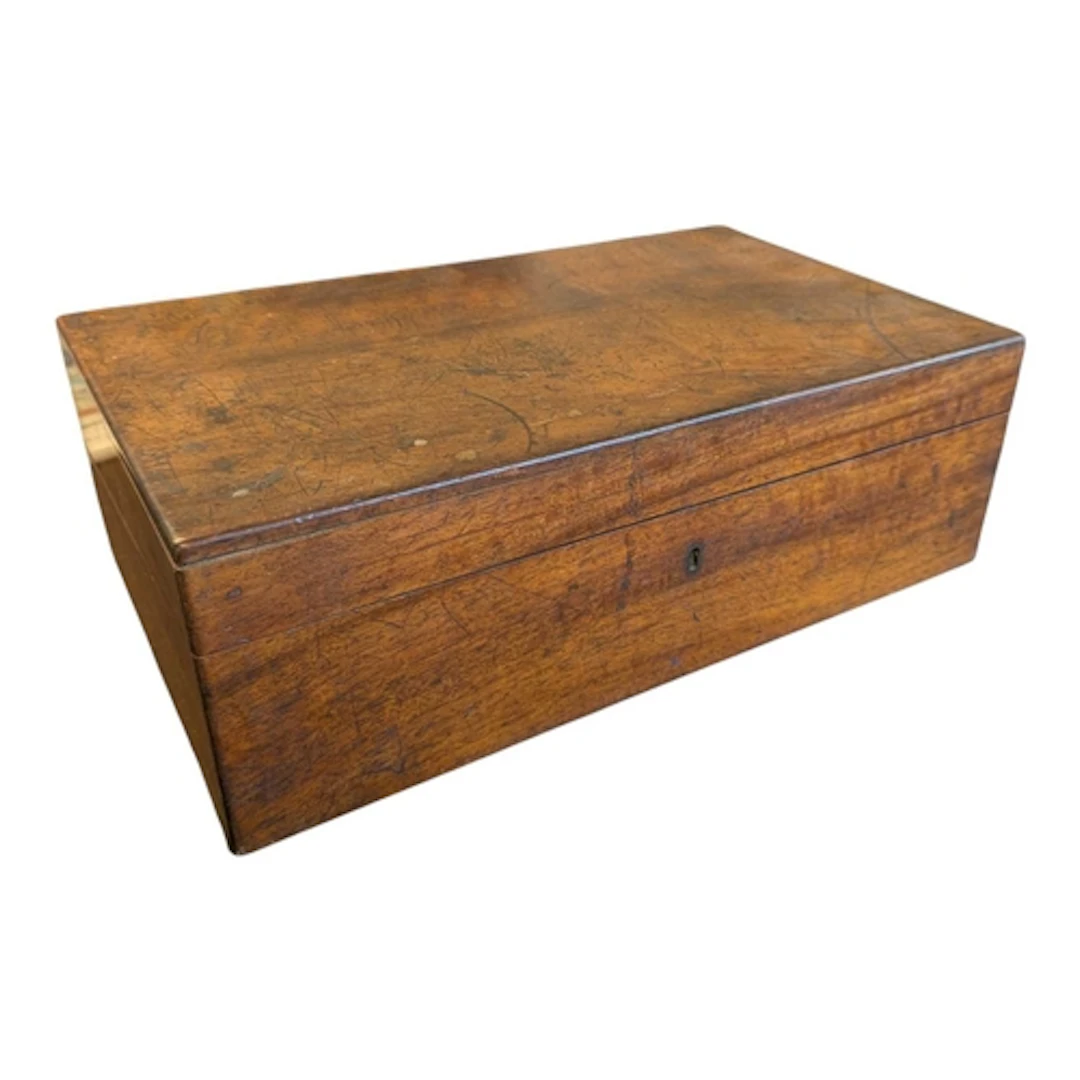 19th century Victorian mahogany writing slope. The hinged li...