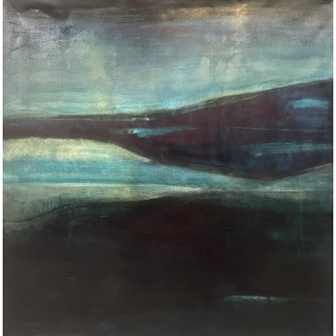 An untitled Contemporary abstract oil on canvas landscape pa...