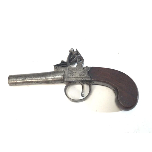 An 18th century flintlock lock pocket pistol with a steel tw...