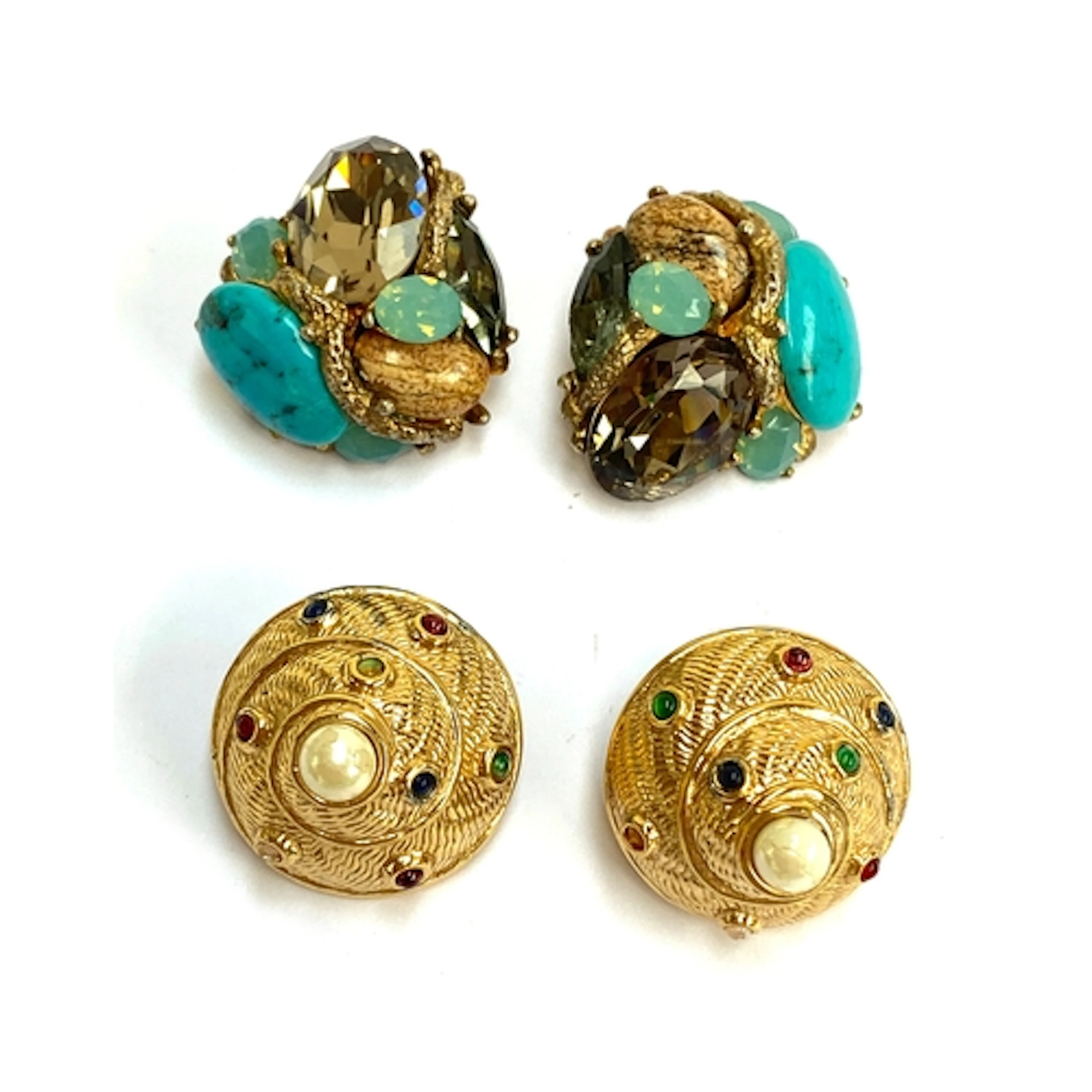 Two pairs of designer clip-on earrings, to include Judith Le...