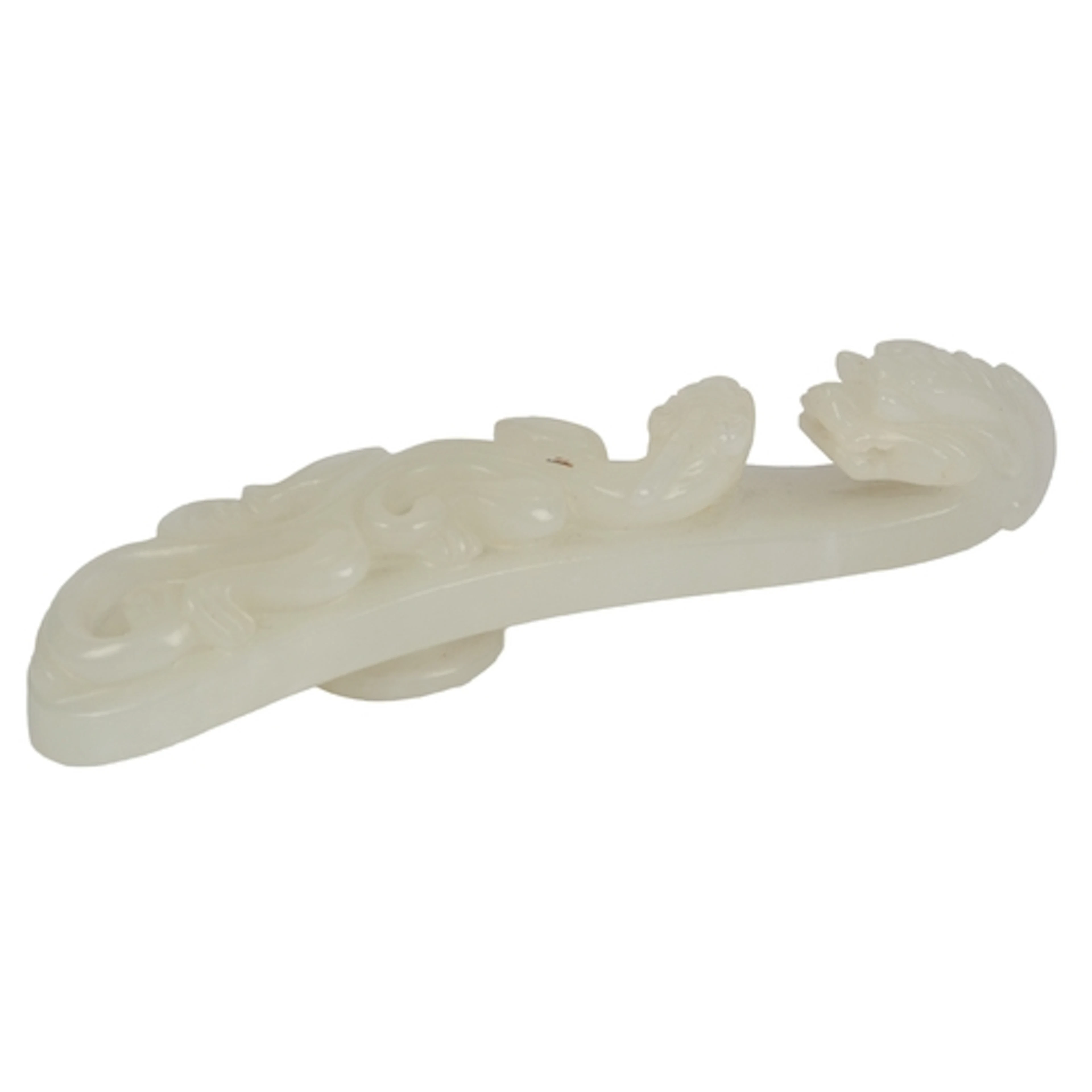 A Chinese white jade belt 'dragon' hook, 18th/19th century, ...