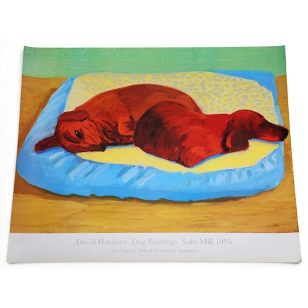 After DAVID HOCKNEY, poster "Dog 43", Salts Mill 1995, 65cm ...
