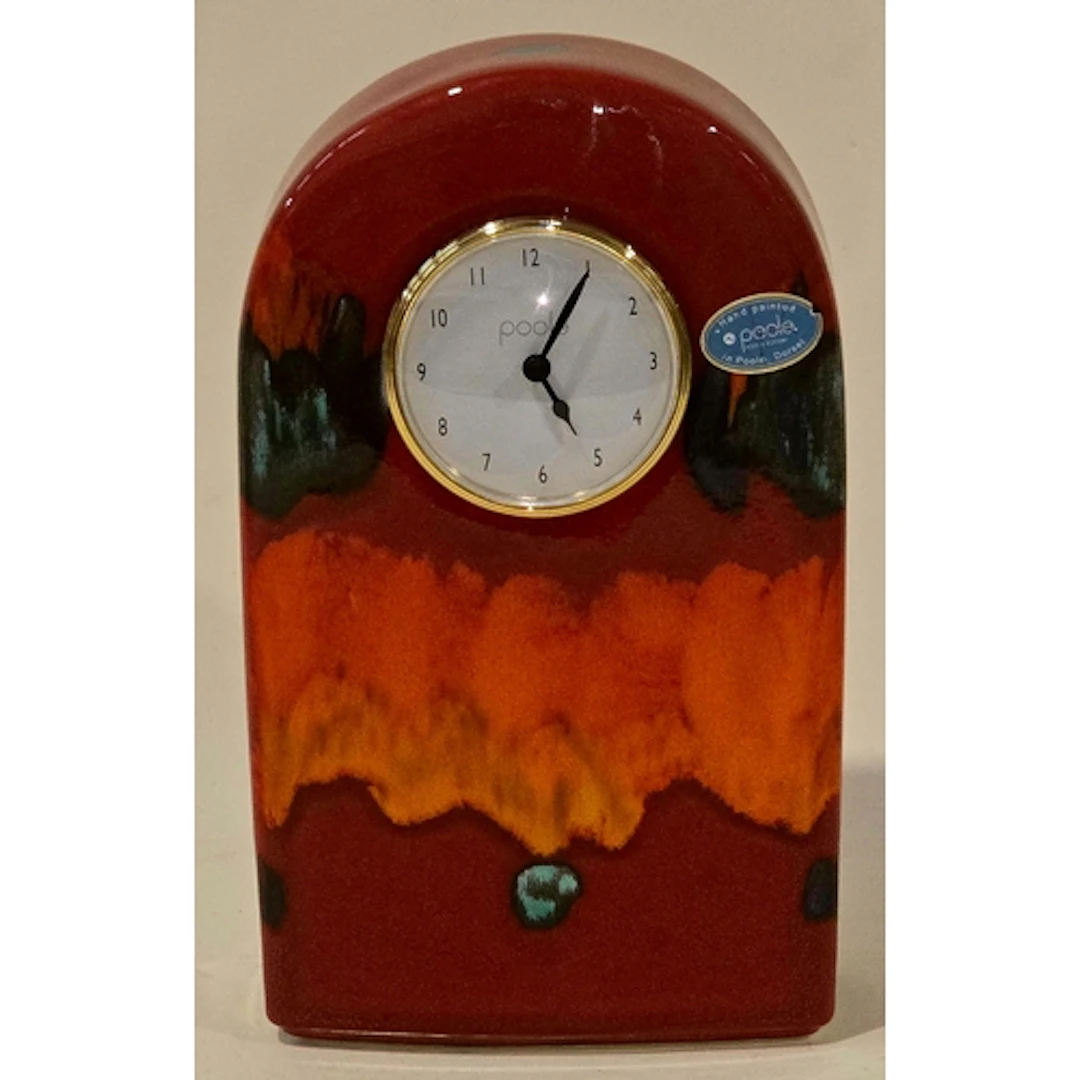 Poole Pottery living glaze Volcano Clock 9" high.