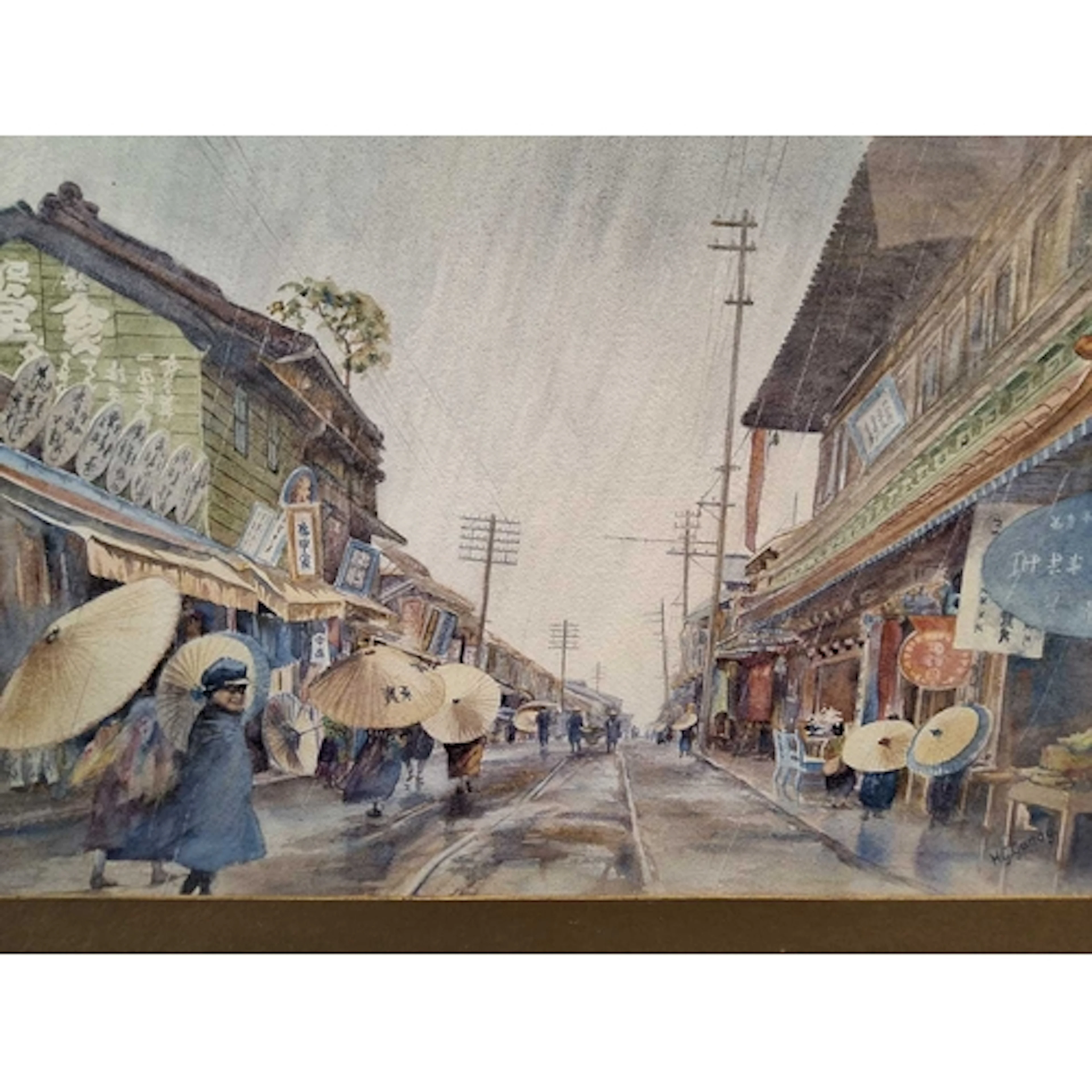 HENRY GEORGE GANDY (1879-1950) HONG KONG IN THE RAIN, a stre...