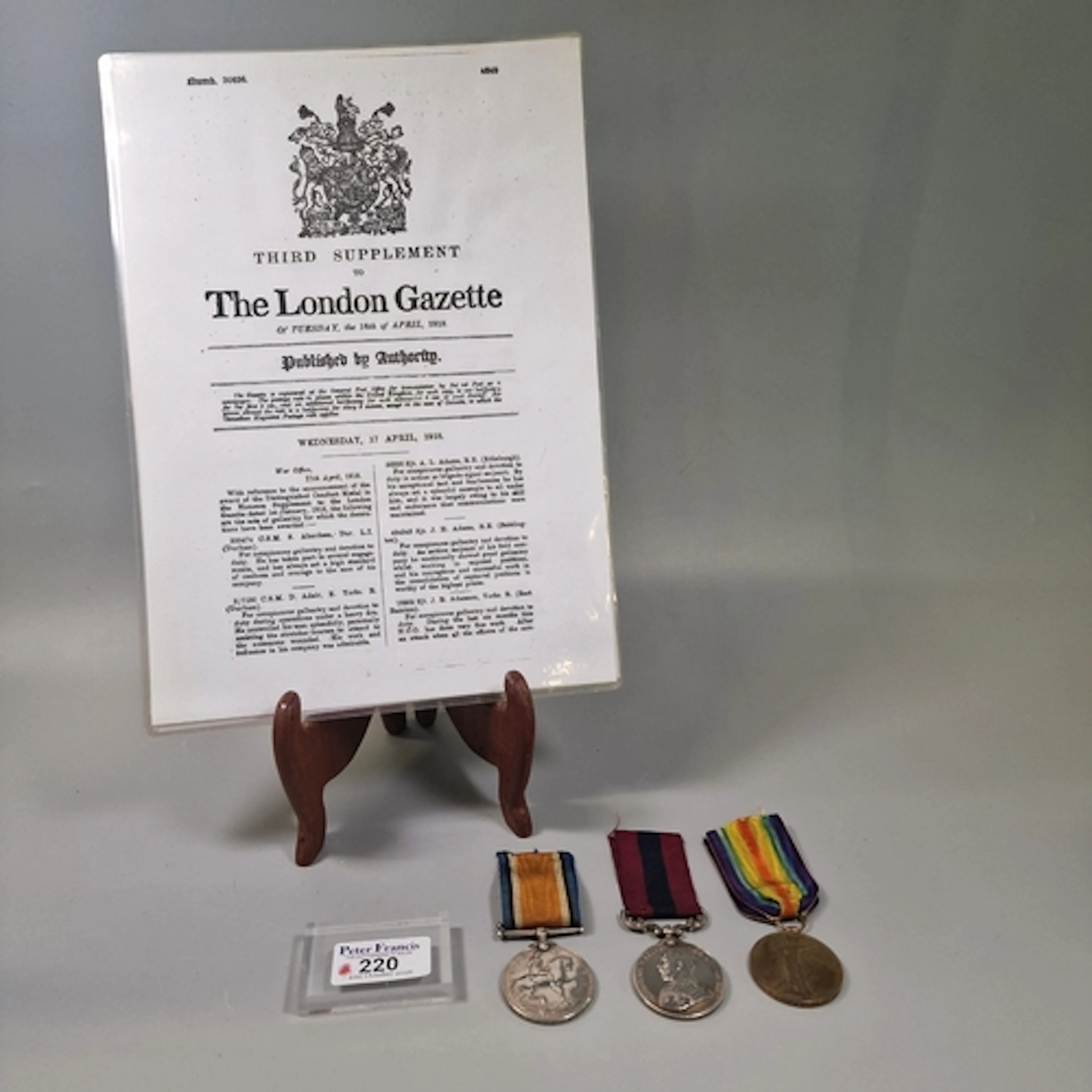 WW1 British gallantry medal group awarded to L-8270 Sjt. W. ...