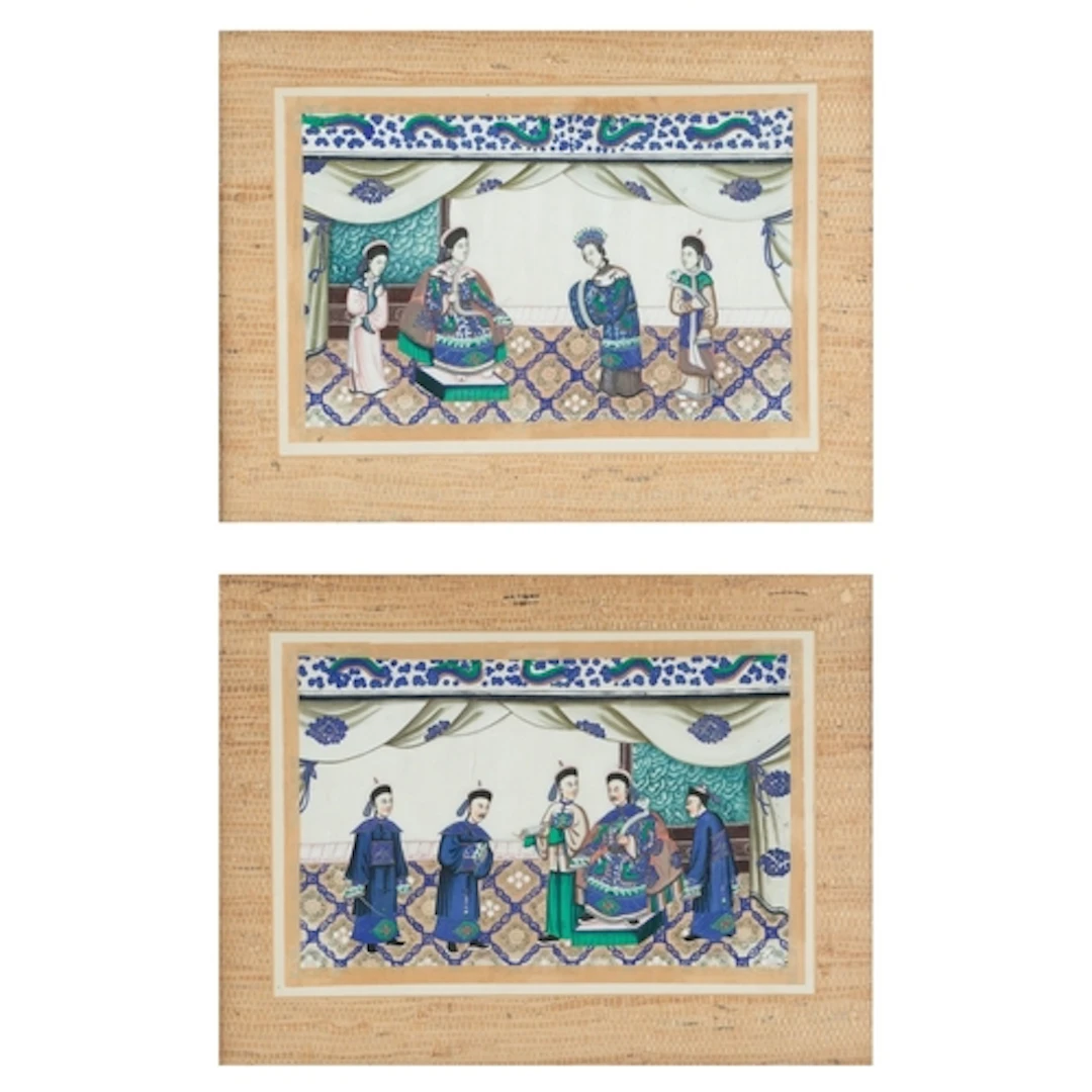 Chinese School (19th century) Emperor and Empress with atte...