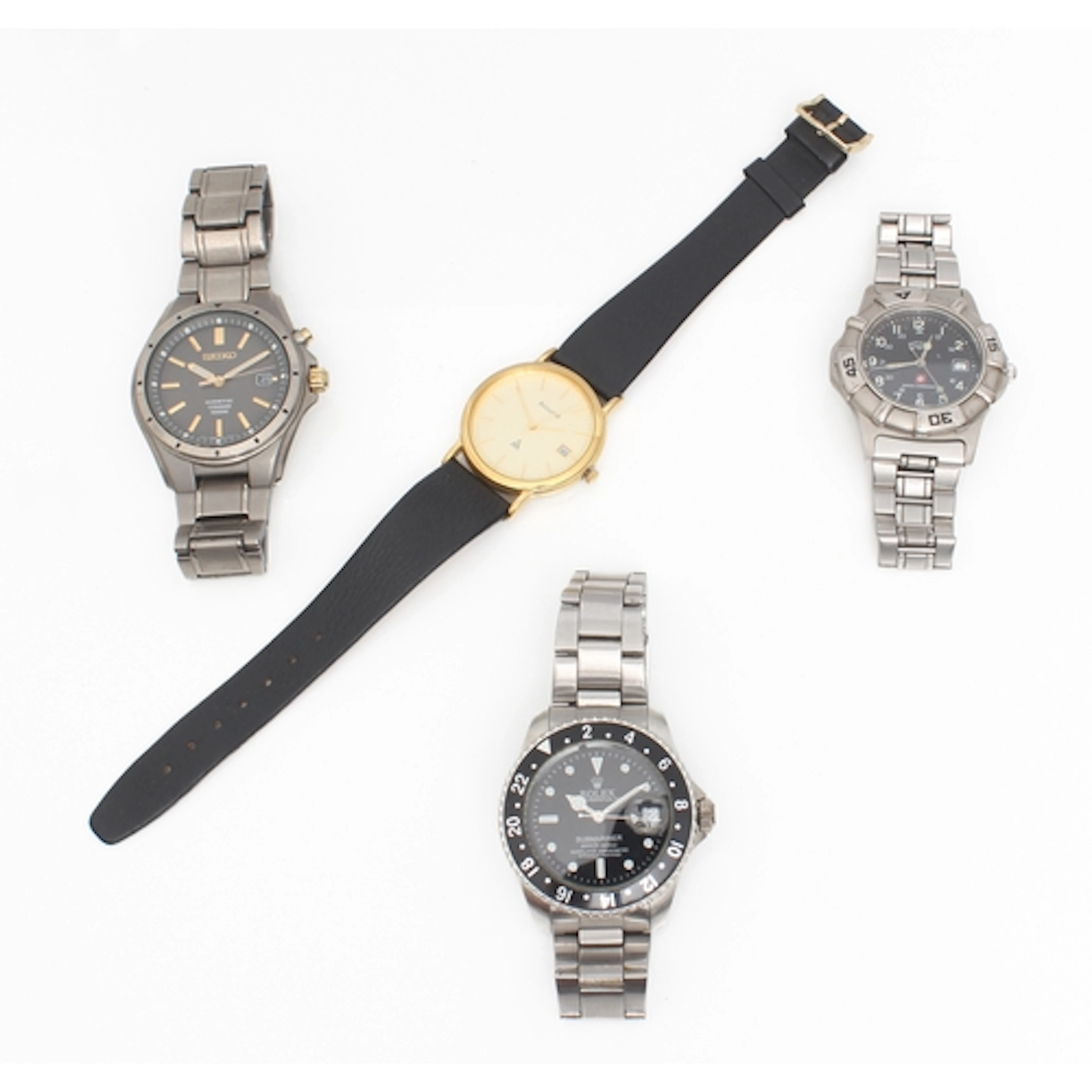 Four gents wrist watches - comprising a Seiko Kinetic Titani...