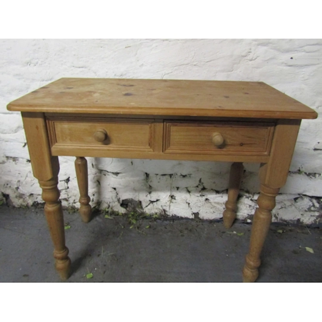 Pine Twin Drawer Side Table Above Turned Supports Approximat...