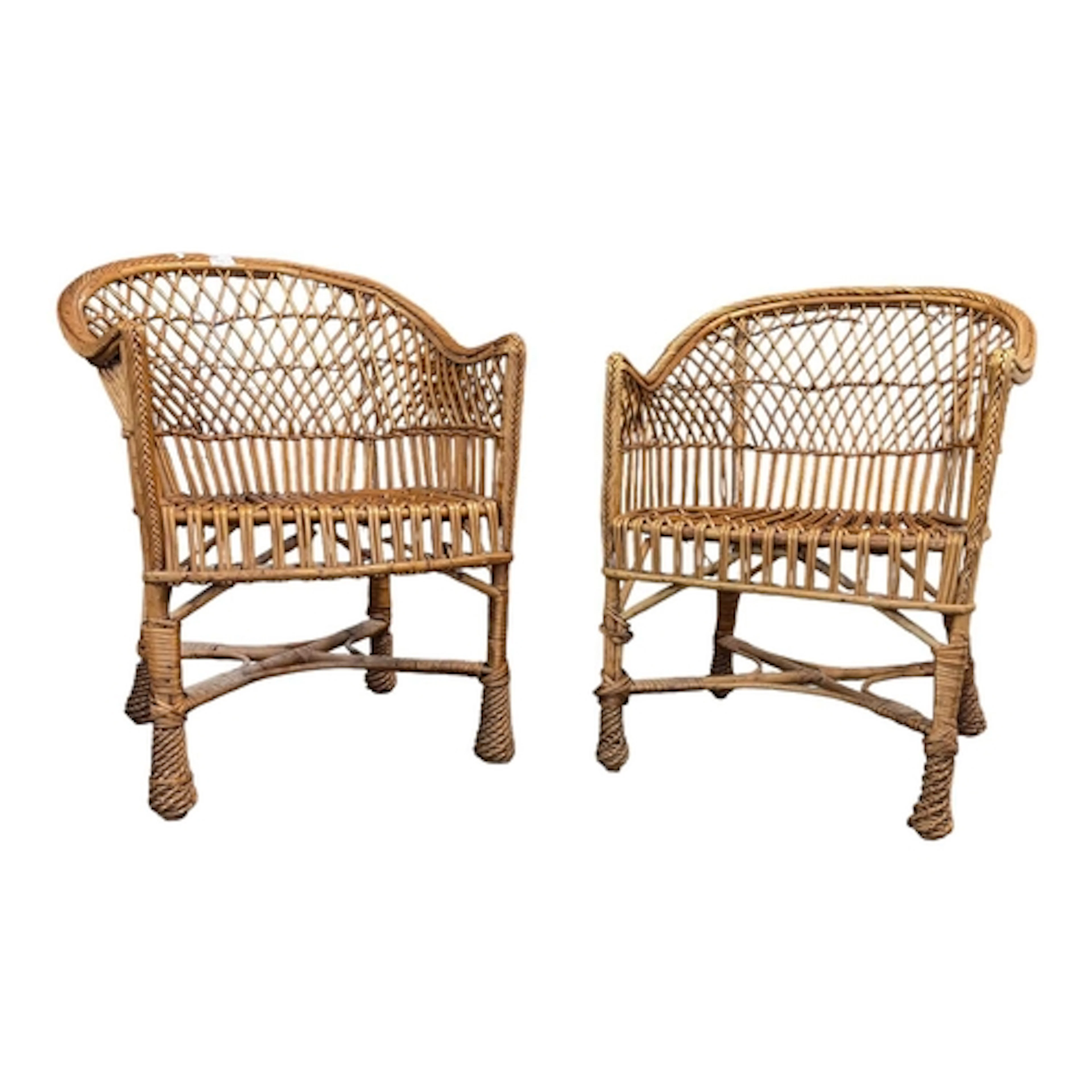 Italian Modern Design 0 Two vintage 20th century rattan / wi...