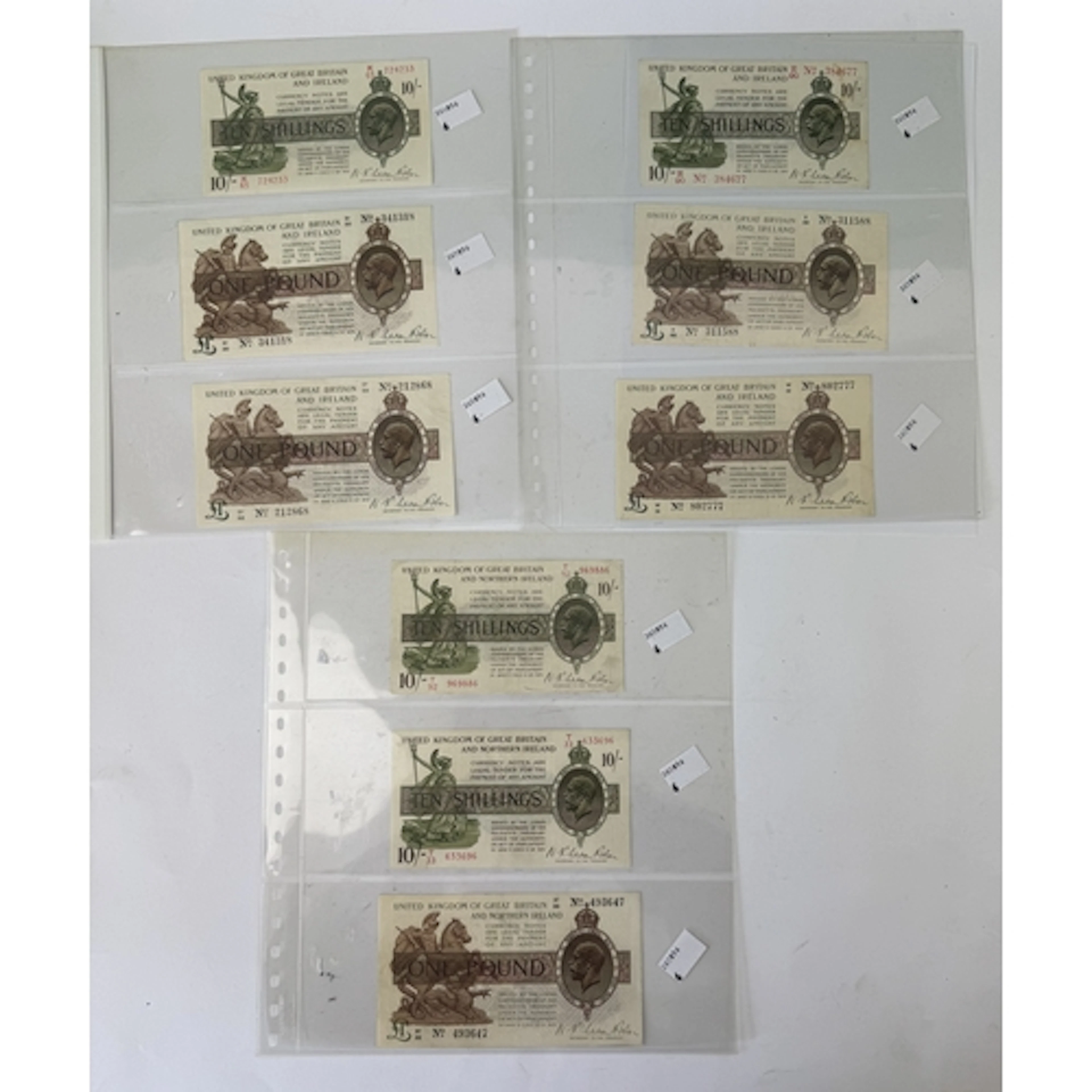 Banknotes: Nine Treasury Notes, First issue, Warren Fisher, ...